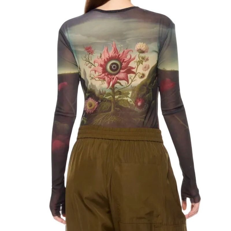MONSE Monse Rose Printed Mesh Top in Multi, Size M Size M / US 6-8 / IT 42-44 - 3 Thumbnail