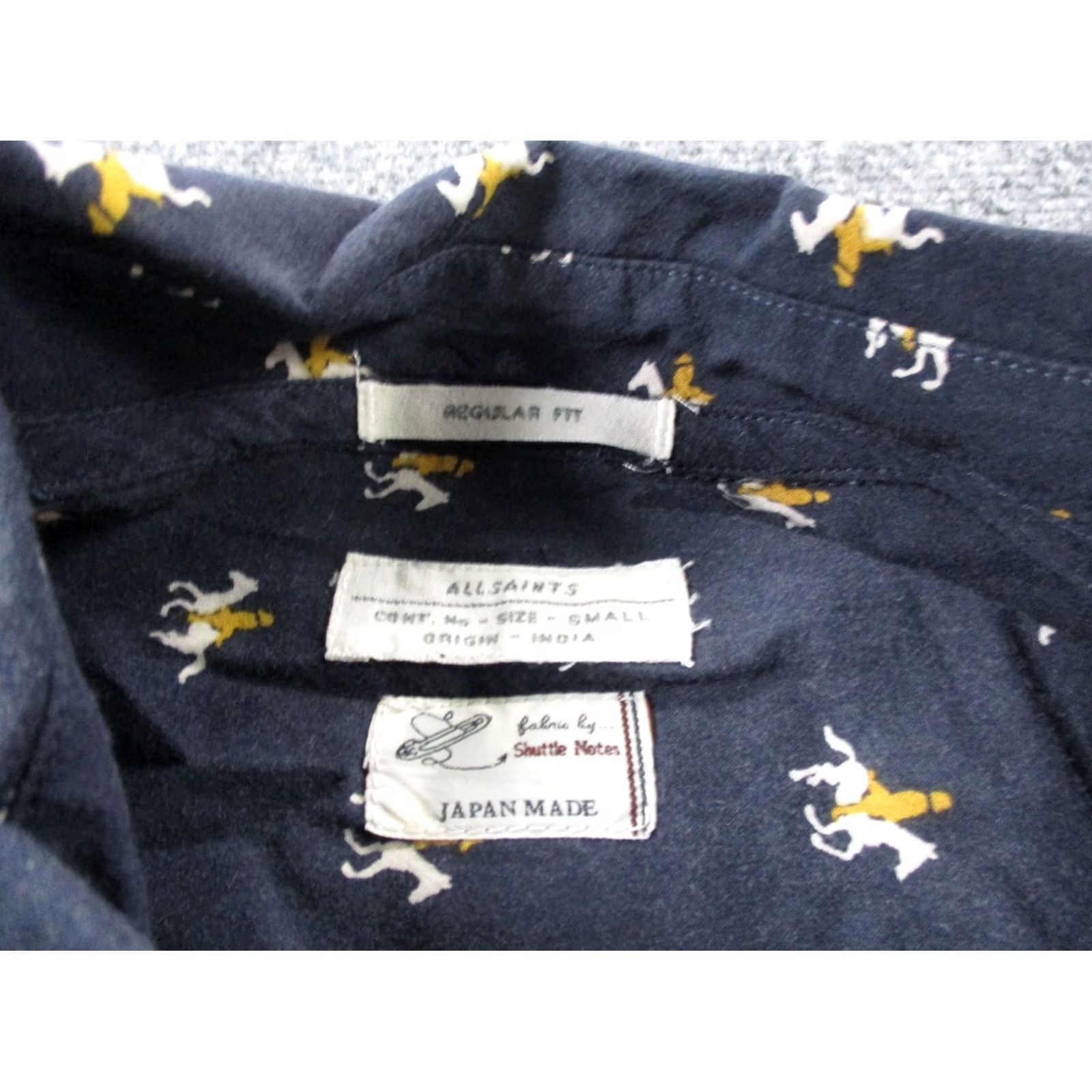 Allsaints AllSaints Shirt Mens S Blue Pony All Over Classic Country Shuttle Notes Preppy Size US S / EU 44-46 / 1 - 6 Thumbnail