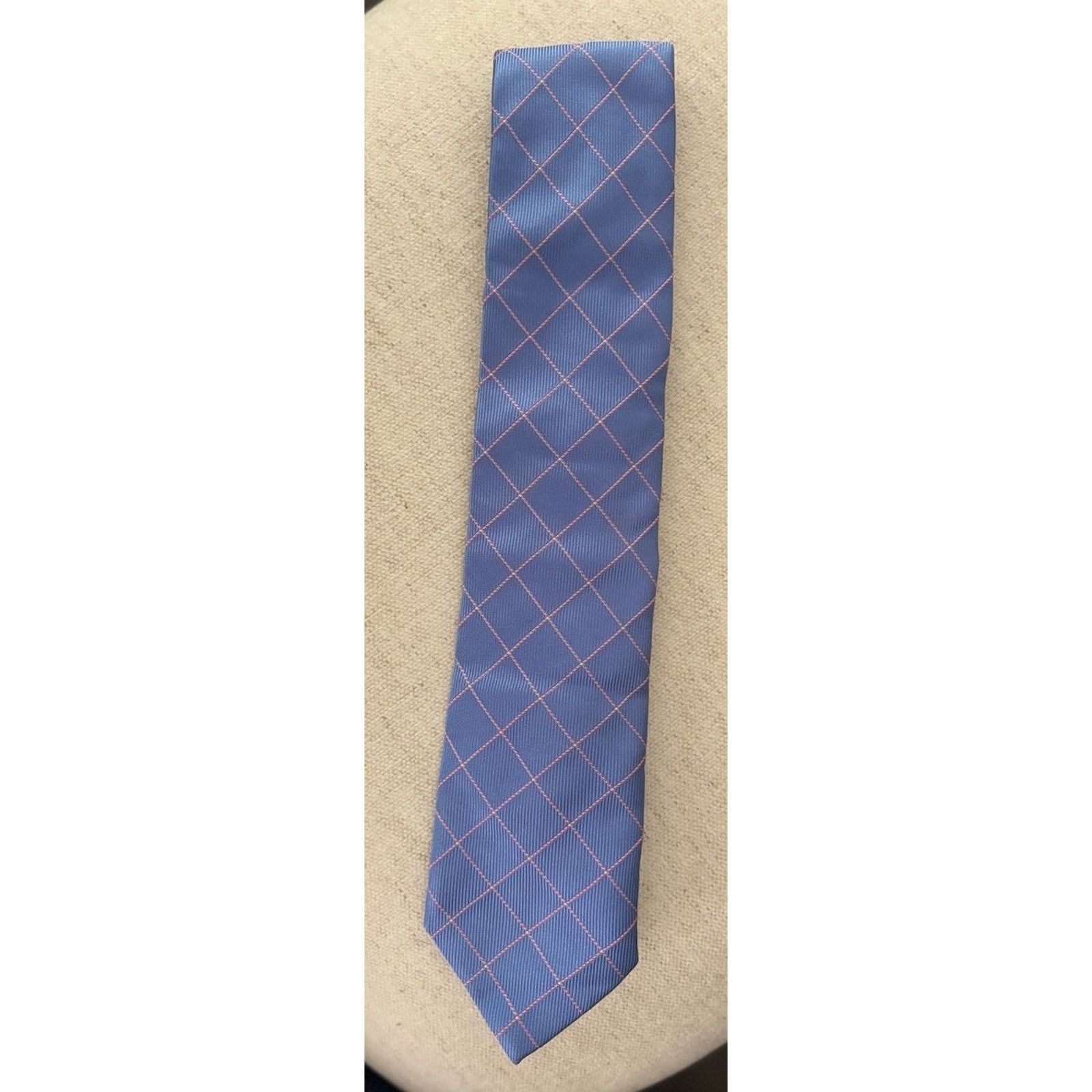 Thomas Pink Thomas Pink Silk Tie Blue Pink Windowpane Plaid Necktie Size ONE SIZE - 1 Thumbnail