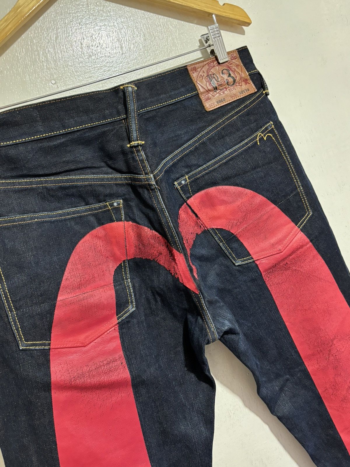 Evisu Evisu Daicock Red Kamon Flower Selvedge Denim Pants Size US 34 / EU 50 - 3 Thumbnail