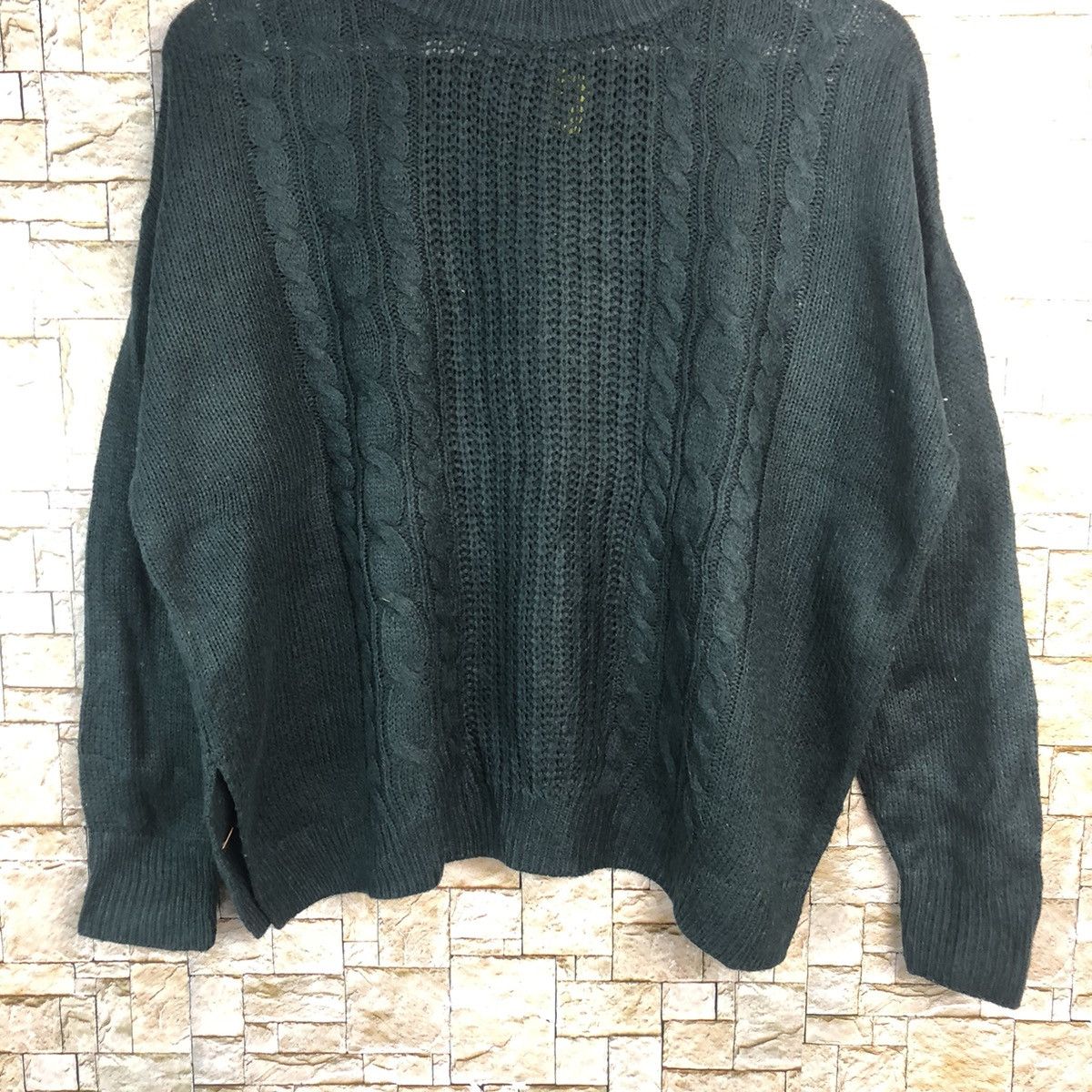 Homespun Knitwear × Japanese Brand Earth Music Dark Green cable Knitwear vintage #A899 Size US L / EU 52-54 / 3 - 3 Thumbnail