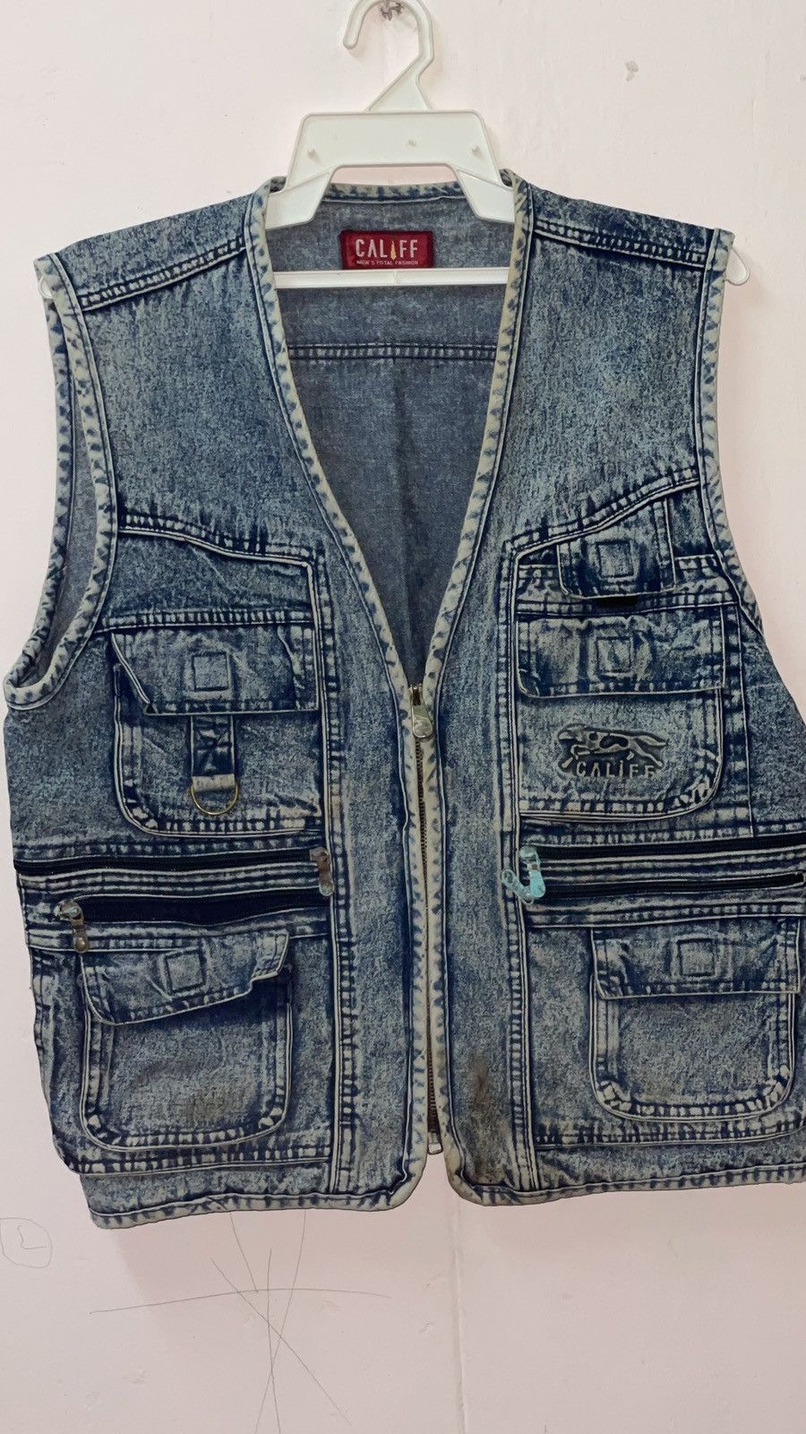 Vintage vintage Califf multi-pocket utility denim vest Size US L / EU 52-54 / 3 - 1 Thumbnail