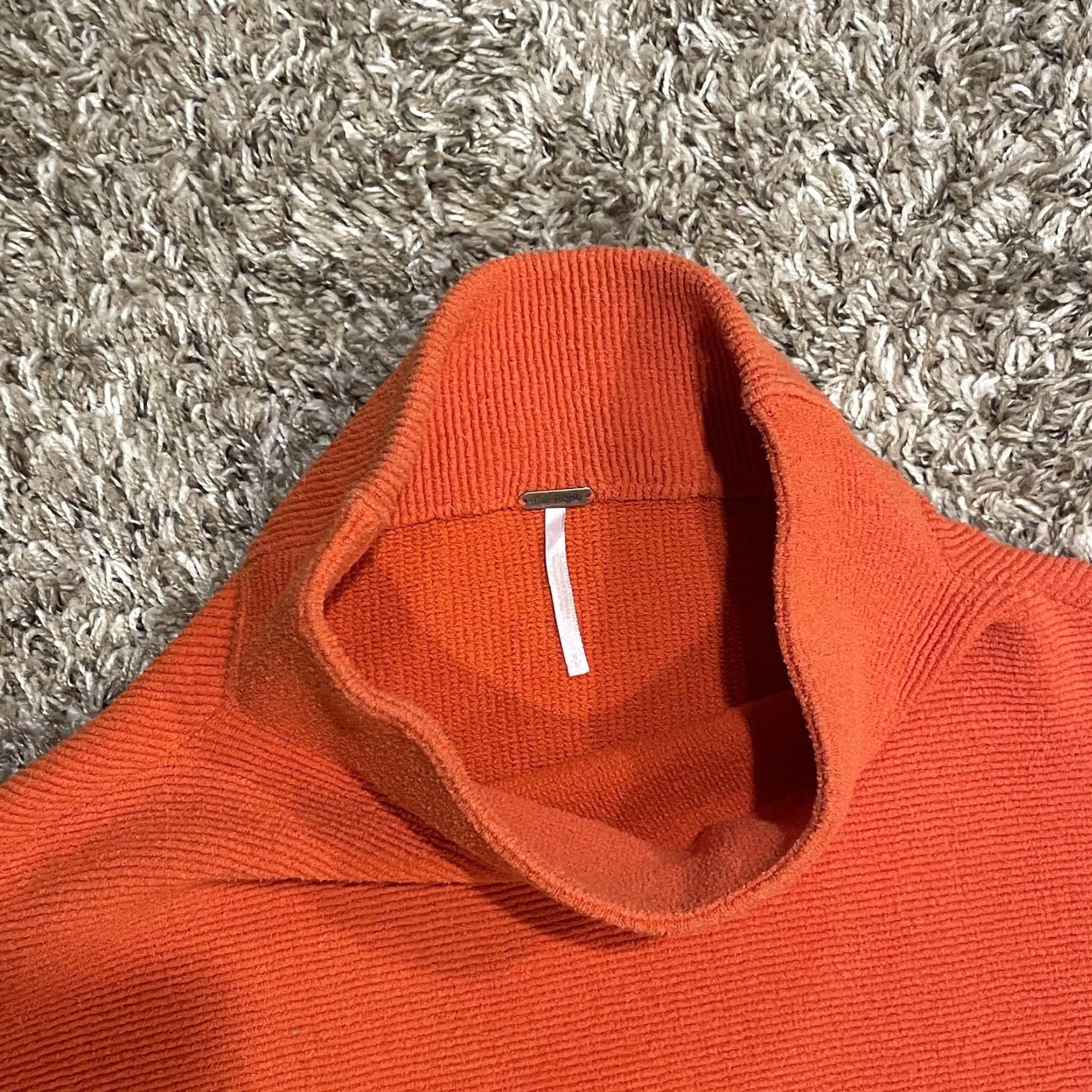 Free People Sweater Shirt Women S Orange Bohemian Oversized Mock Neck Raglan Sleeve Knit Pullover 90s/Classic Designer Brand Regular main image 5