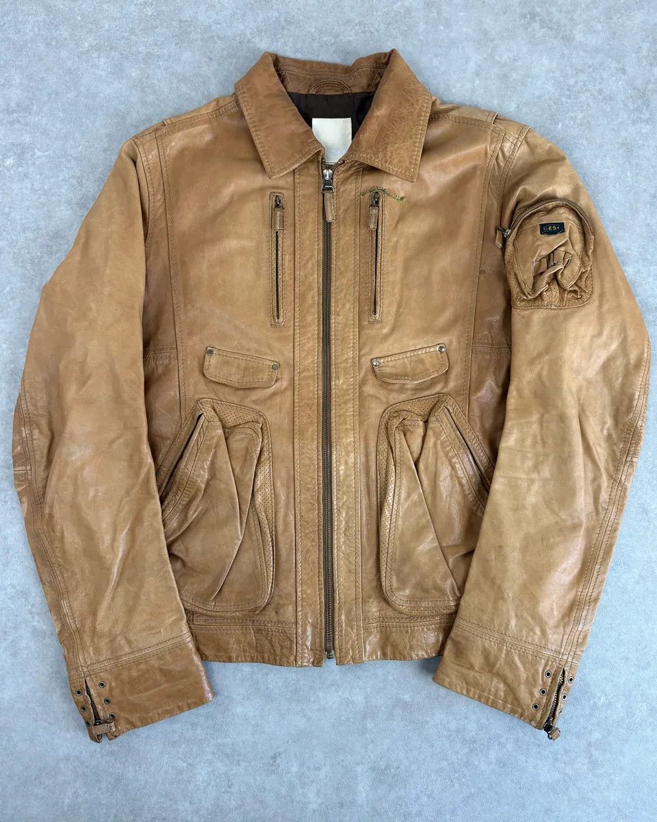 Diesel 2000s Diesel Camel Leather Multi-Pocket Leather Jacket Size US M / EU 48-50 / 2 - 3 Thumbnail