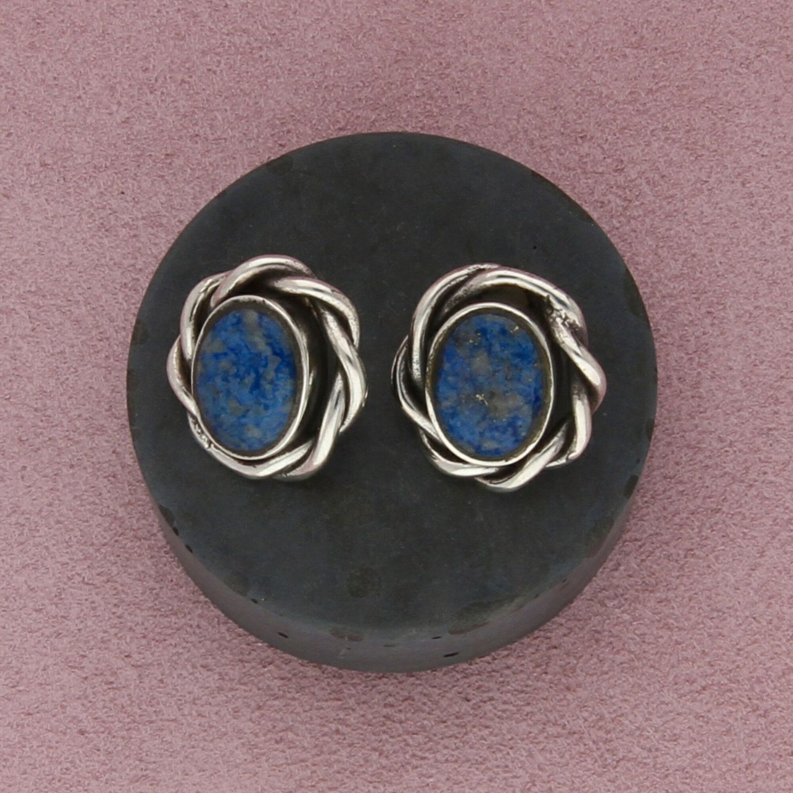 Sterling Silver sterling silver vintage denim lapis twisted post earrings Size ONE SIZE - 1 Thumbnail