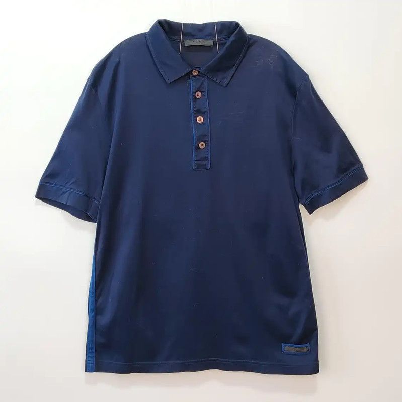 Prada Prada Men's Cotton Polo in Dark Blue Size US L / EU 52-54 / 3 - 1 Thumbnail