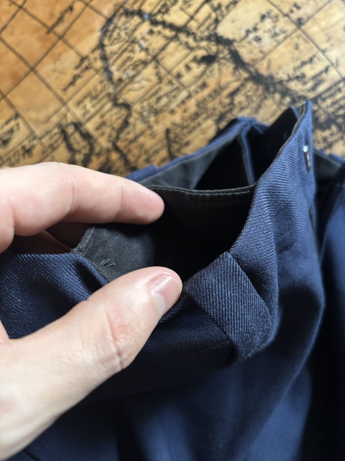 Vintage 1950s High Waisted Navy Trousers Lightning Zip Size US 32 / EU 48 - 5 Thumbnail