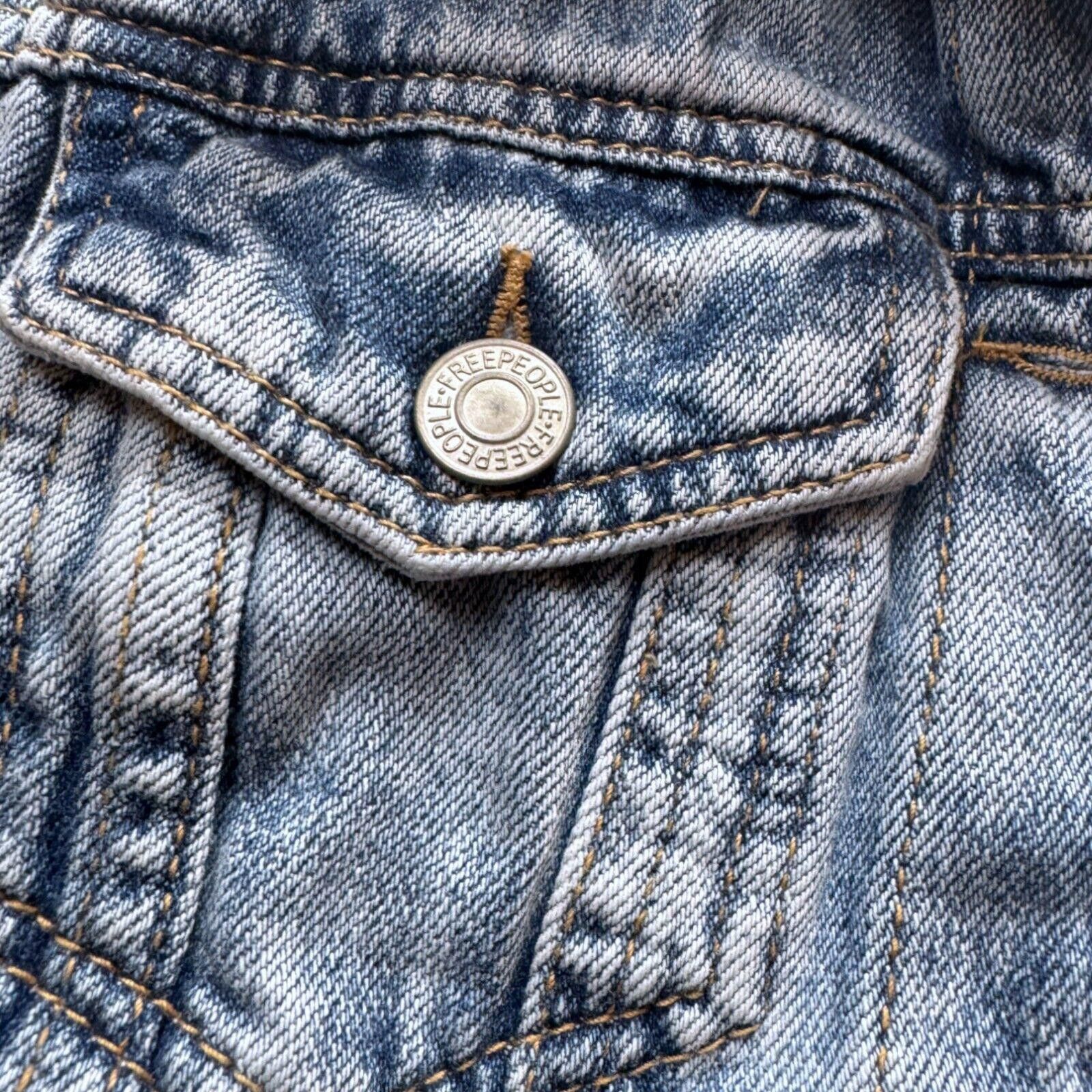 Free People Free People Jean Denim Jacket Cropped Style Size XS / US 0-2 / IT 36-38 - 7 Thumbnail