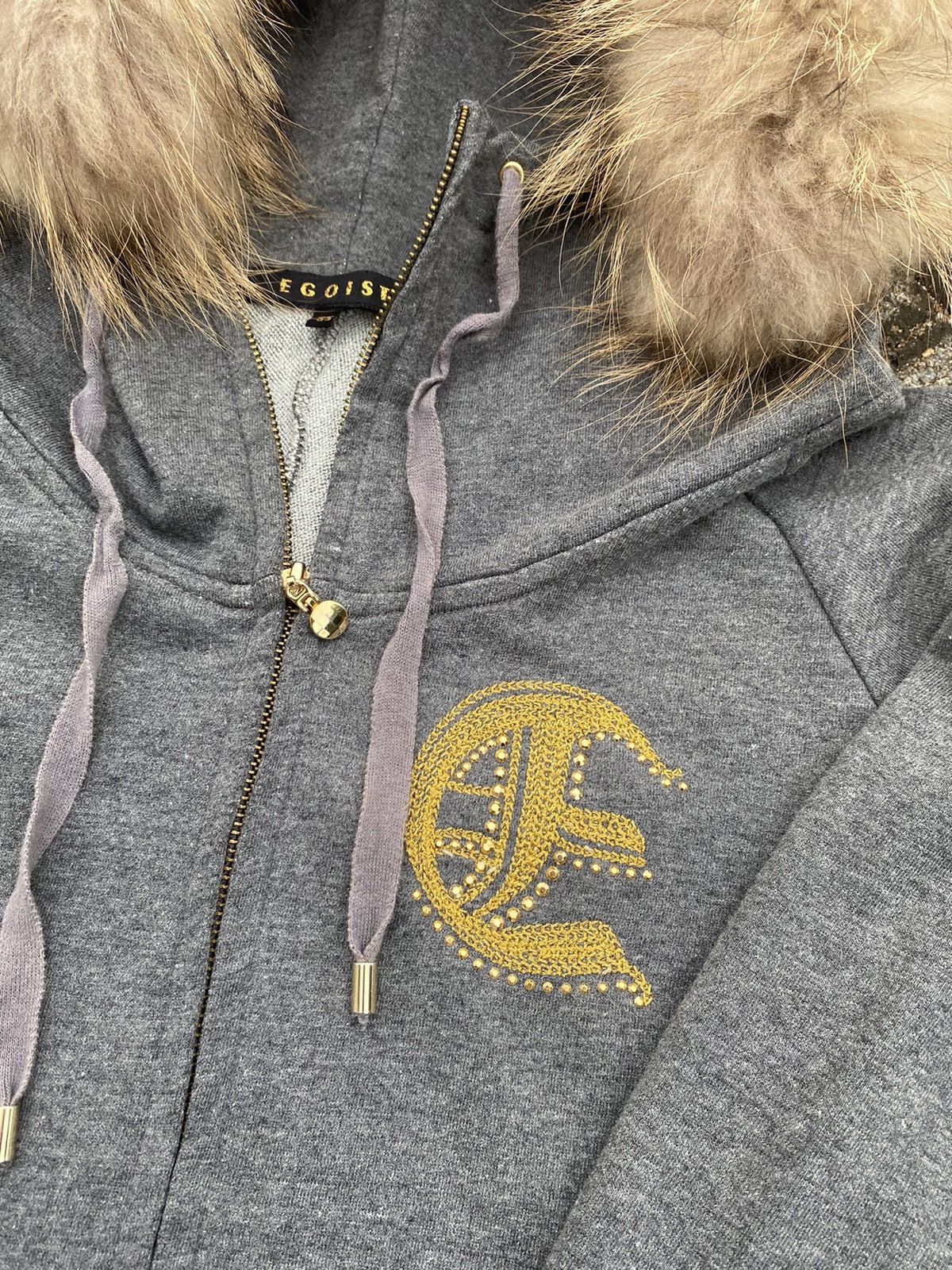 Beauty Beast Egoist Awesome Glitter Embroidery Diamond Fur Hoodie Details Size M / US 6-8 / IT 42-44 - 9 Thumbnail
