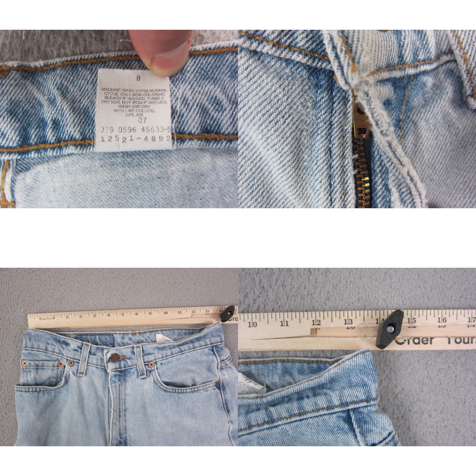 Levi's VINTAGE Levi's 521 Jeans Womens 27x25 Blue Denim Tapered 10 Petite Made in USA Size 32" / US 10 / IT 46 - 8 Thumbnail