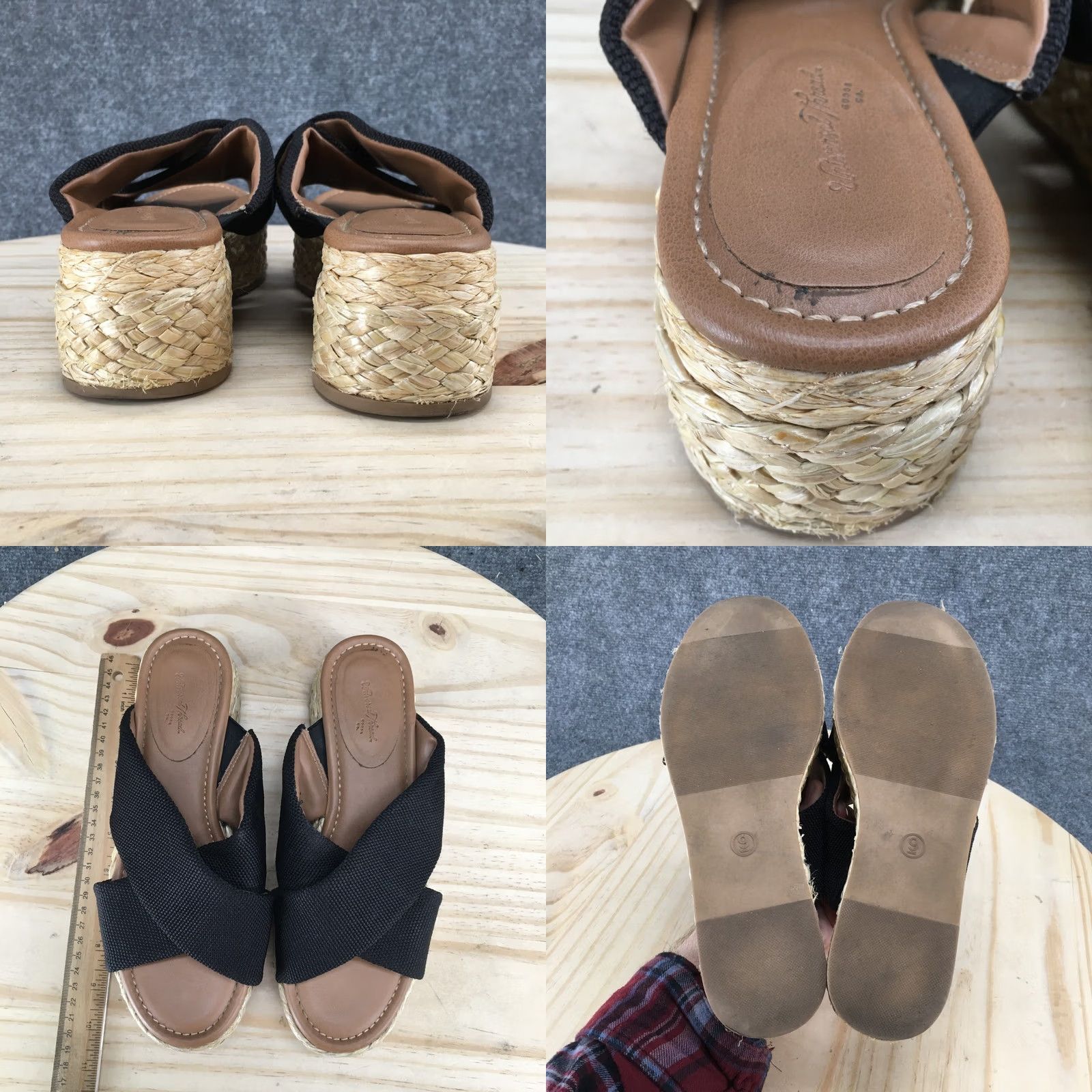 Vintage Universal Thread Sandals Womens 9 Platform Espadrille Brown Canvas Wedge Heels Size US 9 / IT 39 - 8 Thumbnail