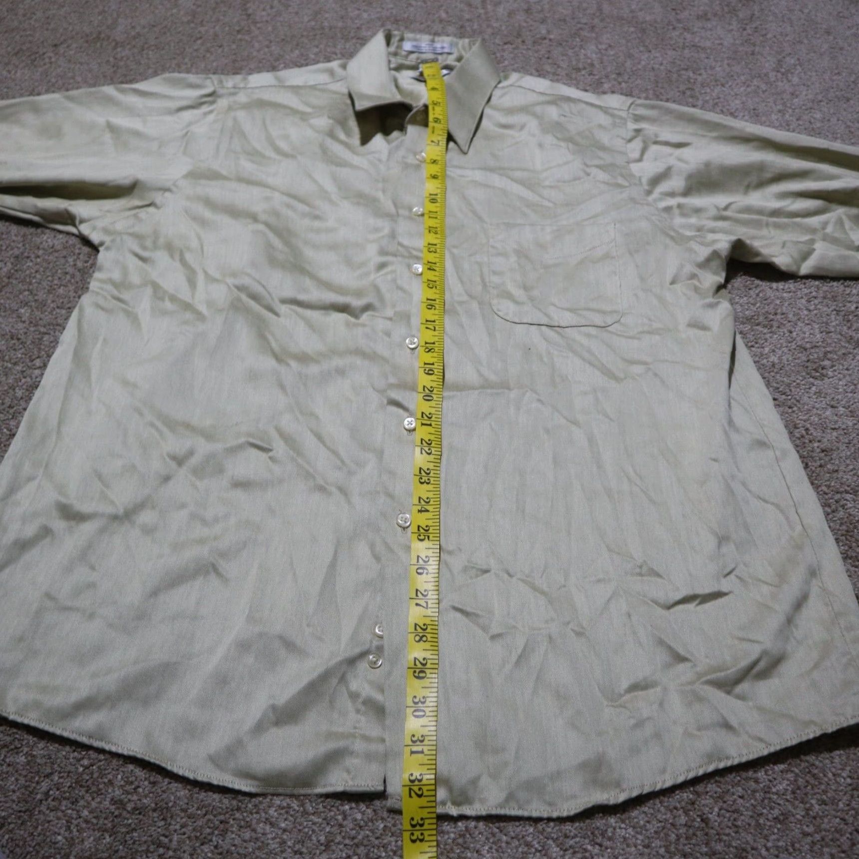 Geoffrey Beene Geoffrey Beene Shirt Men 17 32/33 Button-Down Sateen Beige Tan Non-Iron Solid Vintage? Size US XL / EU 56 / 4 - 5 Thumbnail