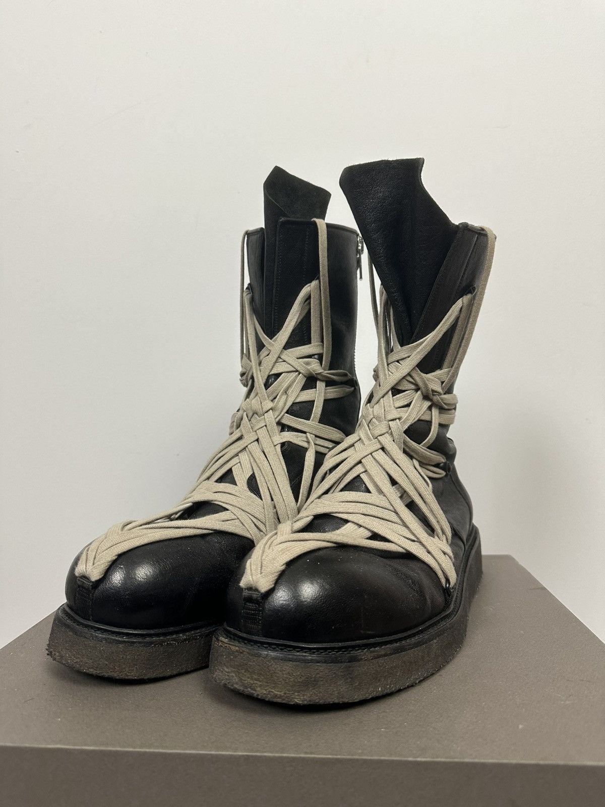 Rick Owens SS20 ‘TECUATL’ Megalace Pentalace Crepe Sole Boots Size US 13 / EU 46 - 1 Thumbnail
