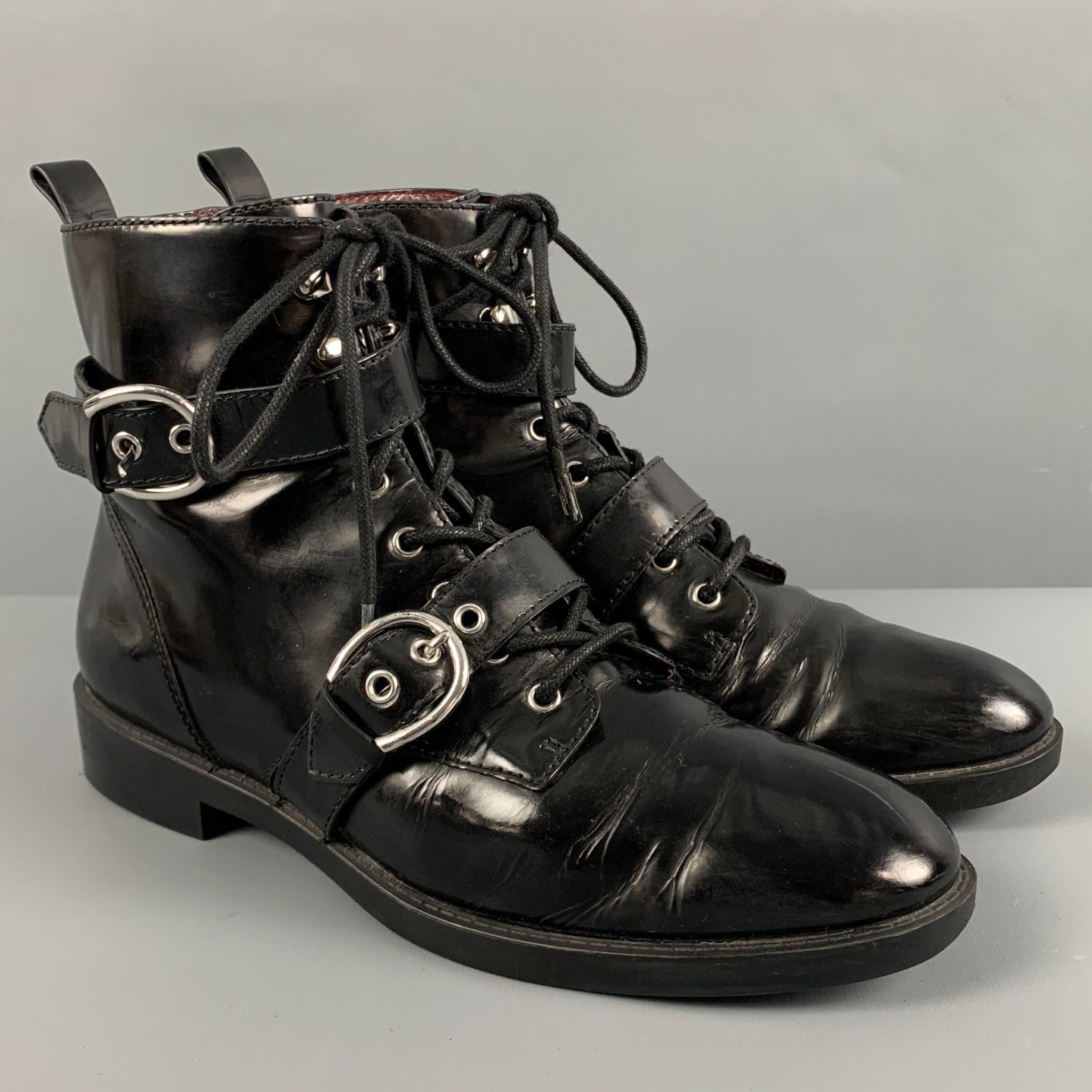 image of Marc Jacobs Black Patent Leather Side Zipper Boots, Women's (Size 9)