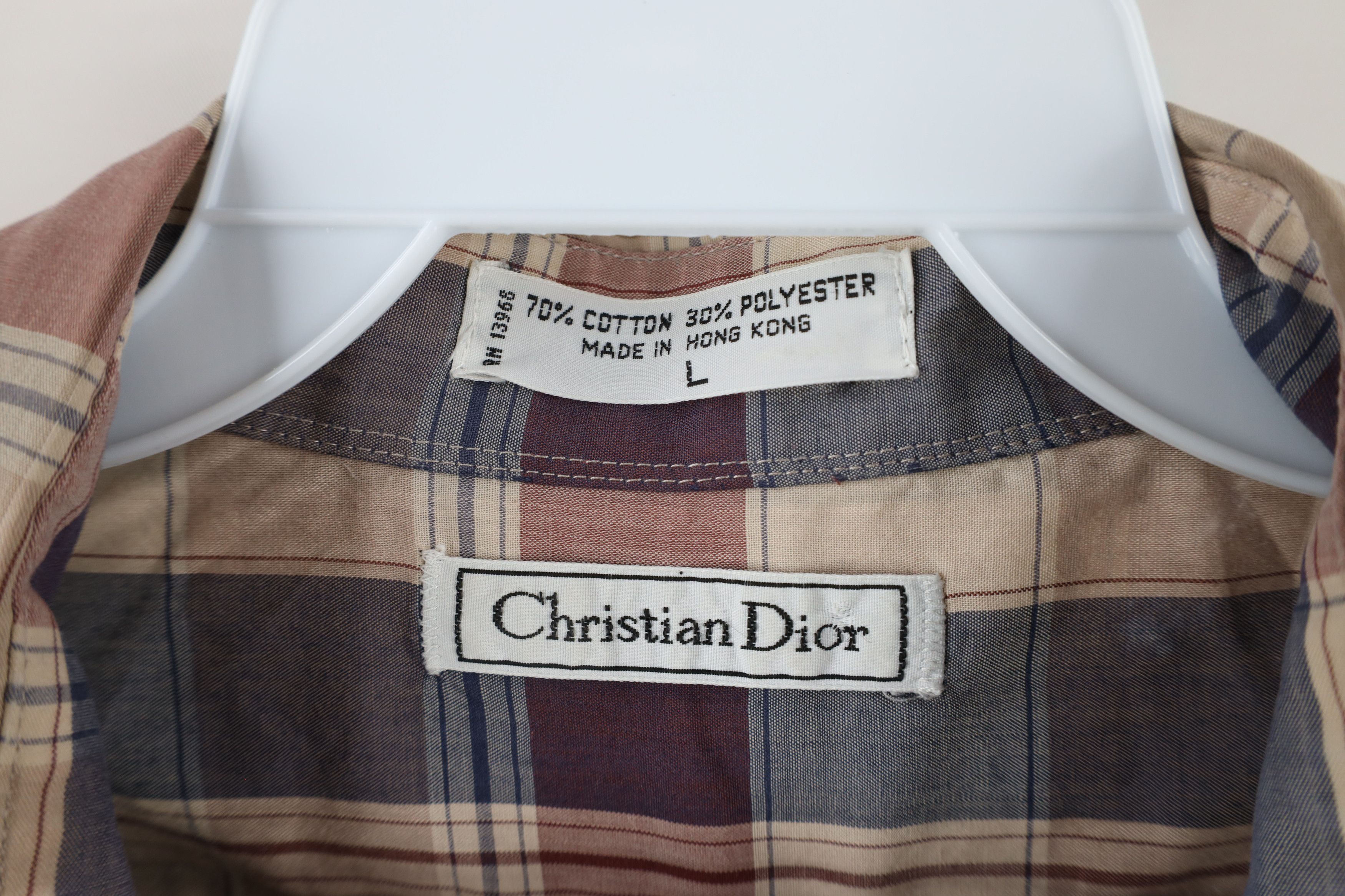 Vintage Vintage 90s Christian Dior Collared Button Shirt Checkered Size US L / EU 52-54 / 3 - 7 Thumbnail
