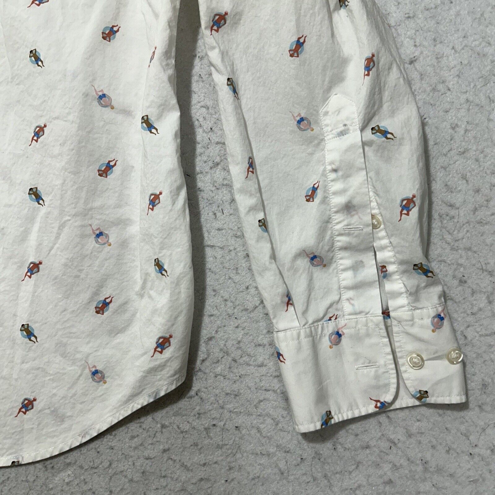 Bonobos Bonobos XL Long Button Down Dress Shirt Swimmer Pattern Size US XL / EU 56 / 4 - 6 Thumbnail