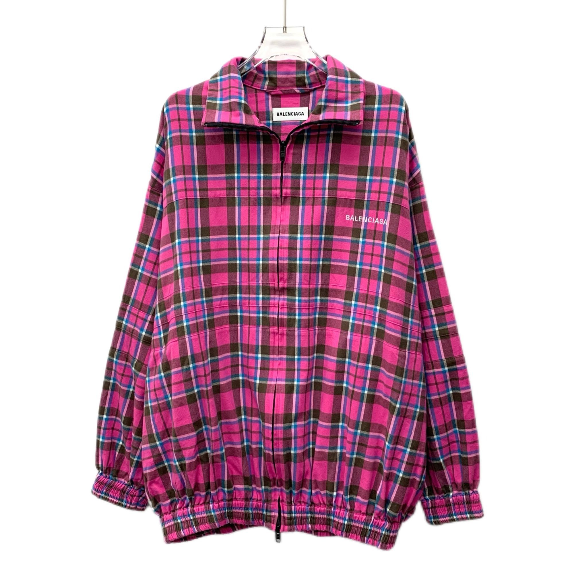 Balenciaga Balenciaga Pink Plaid Cotton Zip-Up Jacket With Elastic Hem Size XXS / US 00 / IT 34 - 1 Thumbnail