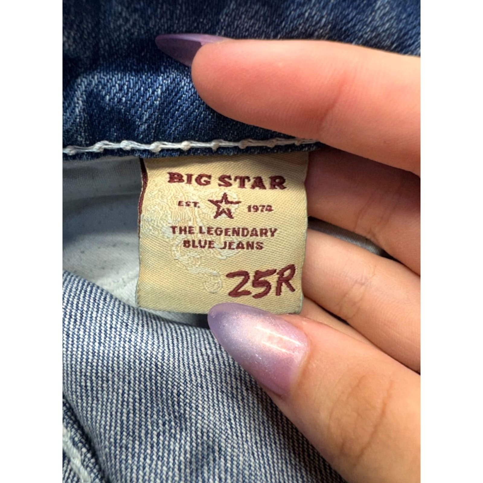 Vintage BIG STAR Liv Distressed Flare Jeans With Embroidered Patches 25R Blue Unisex Adults Jeans 25R Flared Distressed Embroidered Patch Size 42" / US 20 - 6 Thumbnail