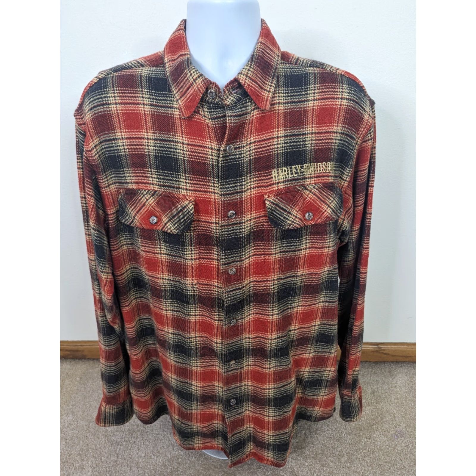 Harley Davidson Harley-Davidson Shirt Mens M Plaid Flannel Long Sleeve Button-Up Biker Motorcycle Casual Fall Spring Winter Multicolor Cotton Size US M / EU 48-50 / 2 - 2 Thumbnail