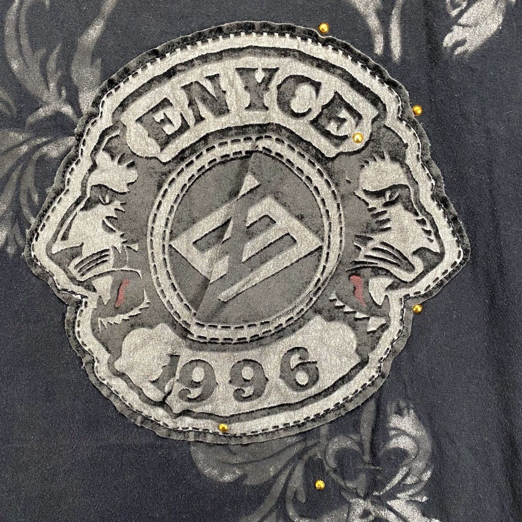 Enyce VINTAGE ENYCE T-Shirt Men 2XL Black Graphic Print Diddy 90s Hip Hop Slim Crew Neck Mens Size US XXL / EU 58 / 5 - 2 Thumbnail