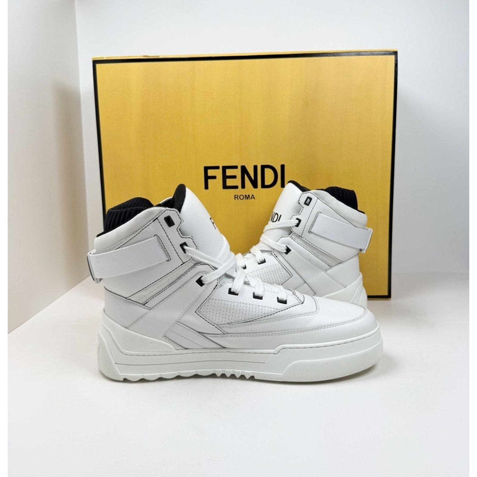 Fendi Size 8UK/9US - Fendi Vitello Logo Leather High Top Size US 9 / EU 42 - 5 Thumbnail
