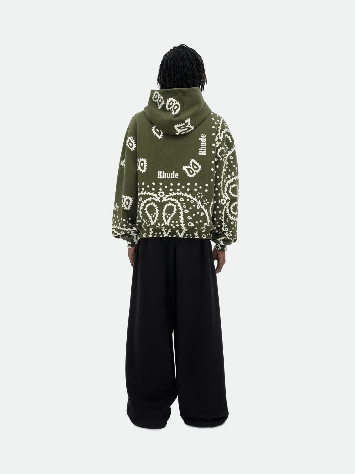 RHUDE Bandana-Print Hoodie Green Hooded Sweatshirt Size