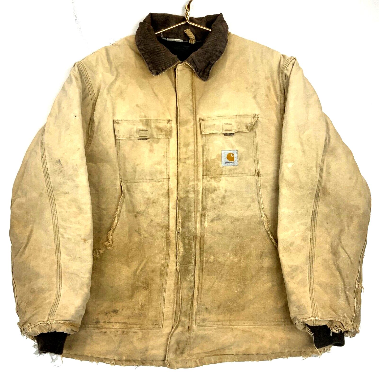 image of Carhartt Canvas Quilted Arctic Full Zip Work Jacket Size 2Xl Brown Distressed in White, Men's