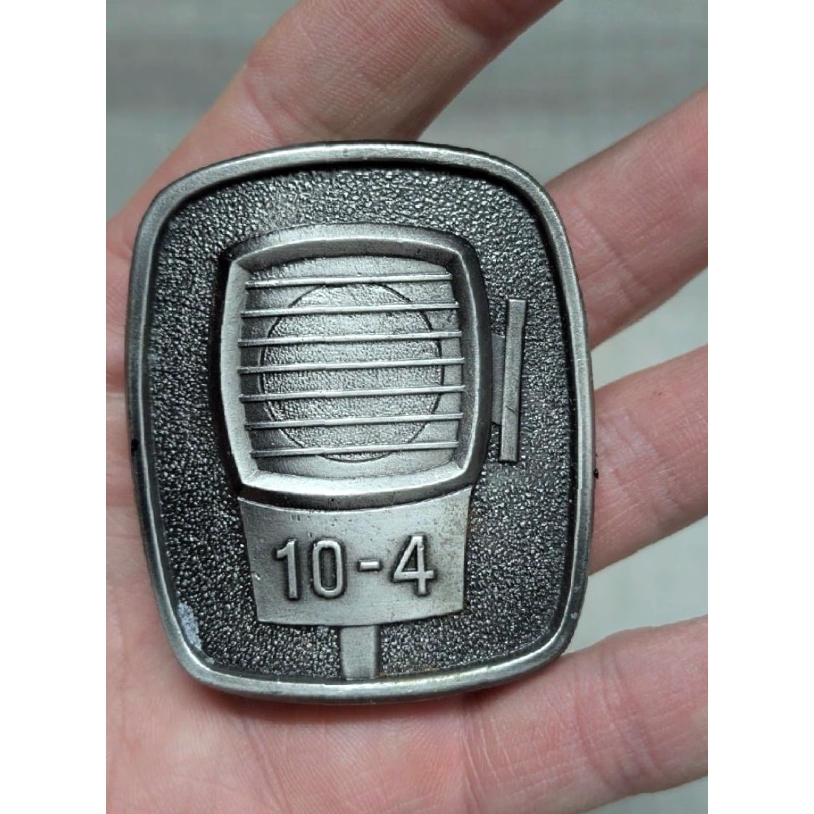Vintage VINTAGE CB RADIO belt buckle Trucker Pewter Metal 10-4 Western Mens Belt Buckle Belt Width 1.75" Semi-Truck 1970s Size ONE SIZE - 2 Thumbnail