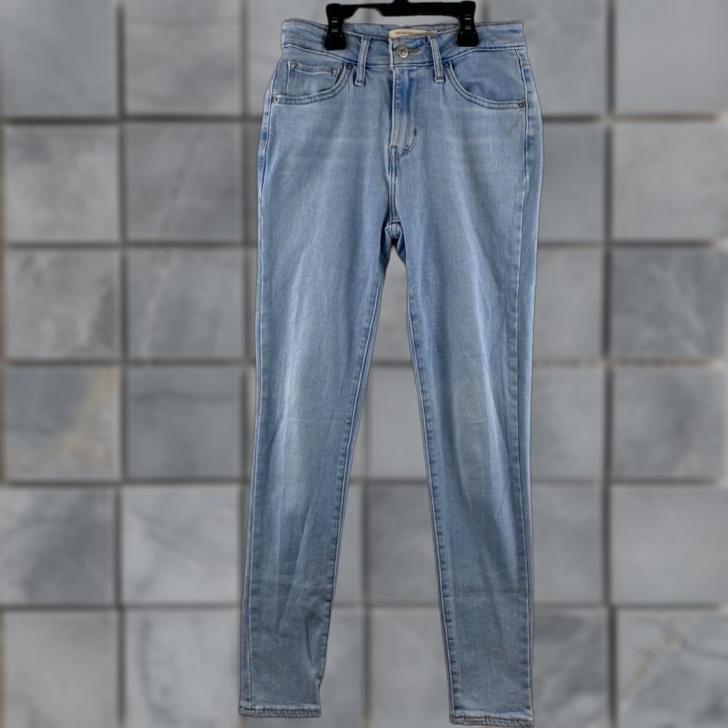 Levi's Levi's 721 High Rise Skinny Jeans Womens 24 Blue Denim 5-Pocket Distressed Slimming Stretch Leather Logo (Regular) Pants Size 42" / US 20 - 1 Thumbnail