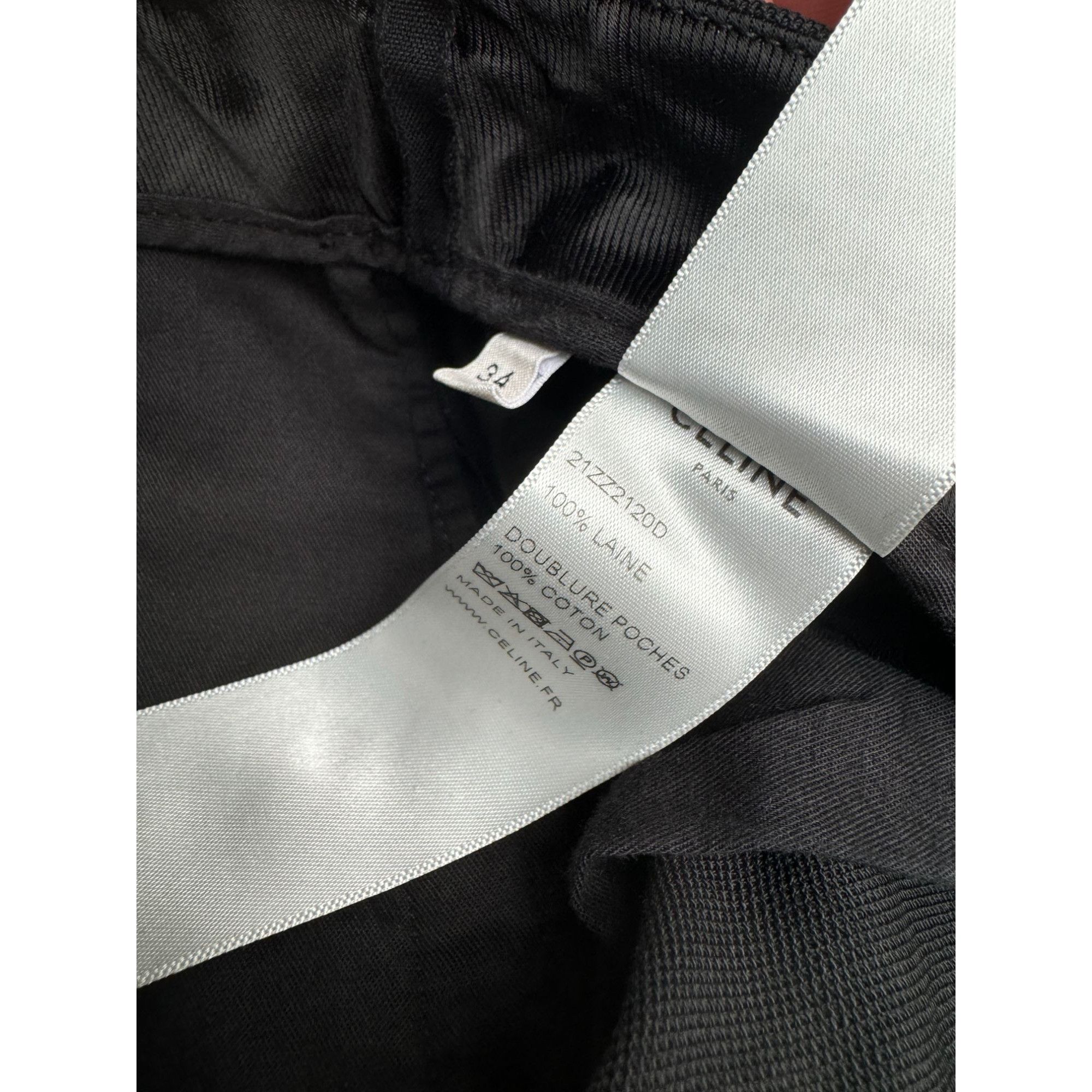Celine Black Wool High-Waist Trousers Size 24" / US 00 / IT 34 - 6 Thumbnail
