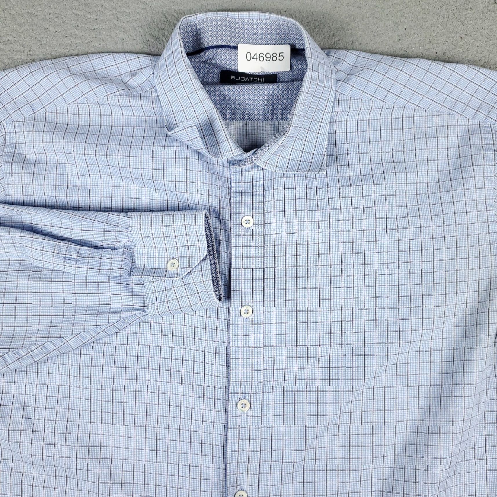 BUGATCHI Bugatchi Uomo Shirt Mens XL Blue Check Classic Fit Button Up Long Sleeve Size US XL / EU 56 / 4 - 2 Thumbnail