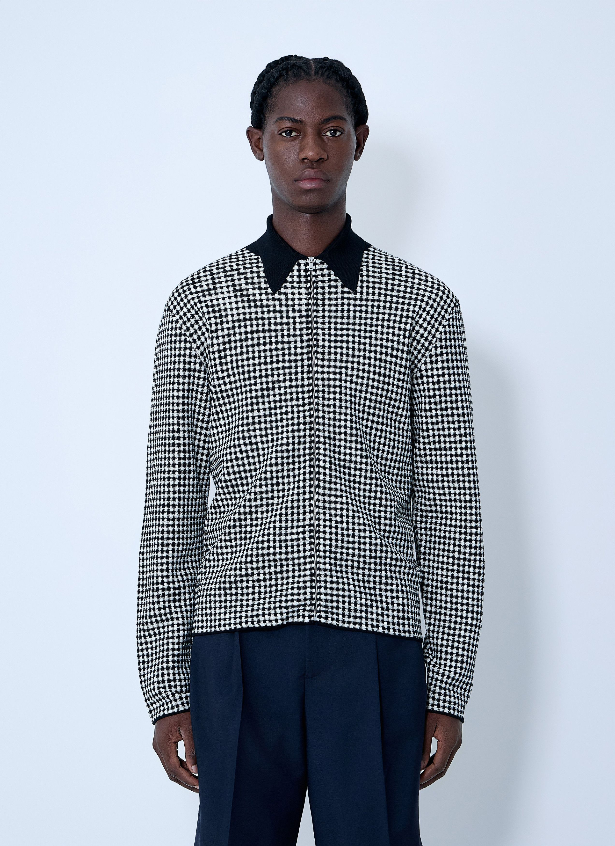Houndstooth Zip-Up Shirt