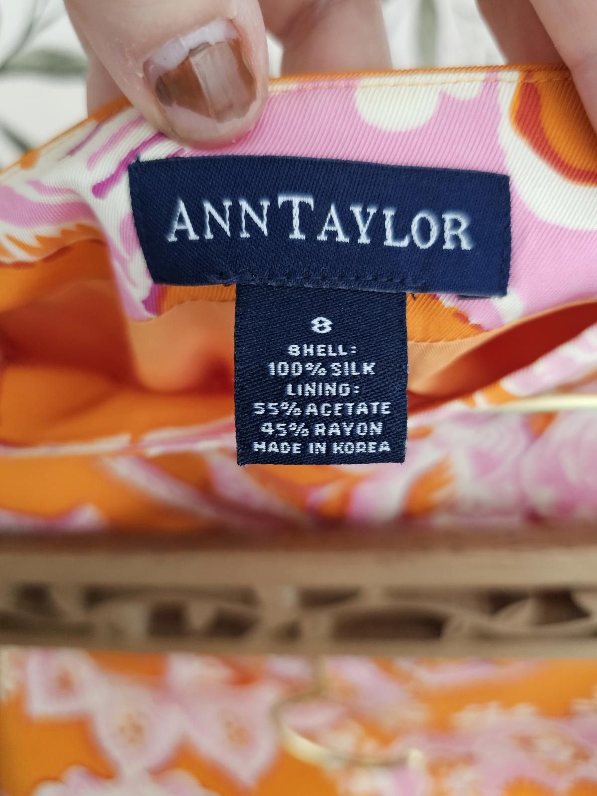 Ann Taylor Ann Taylor Skirt Organge & Pink Womens Size 8 100% Silk Size 30" / US 8 / IT 44 - 4 Thumbnail