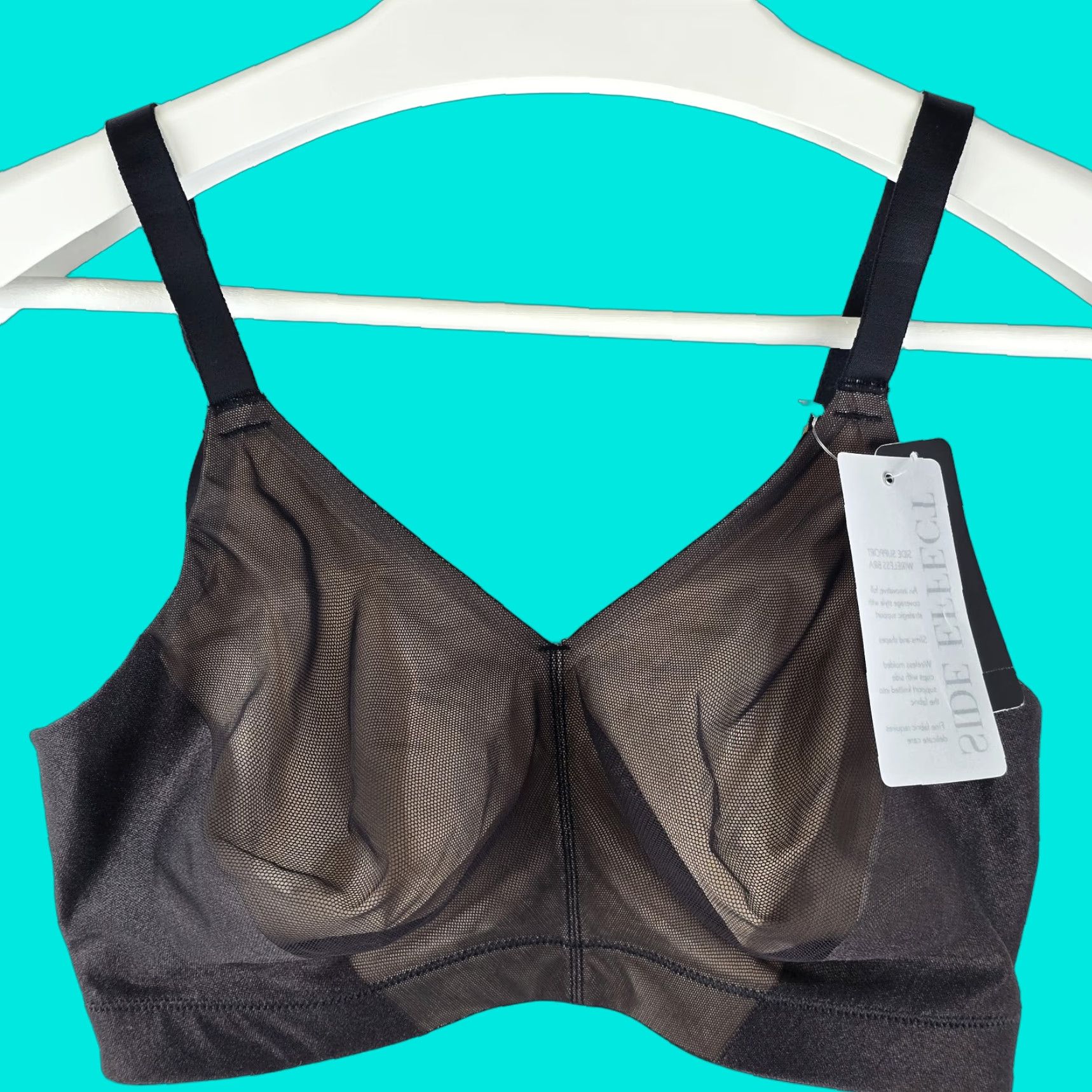 Vintage Natori Wireless Bra 32Ddd Black Cafe Full Coverage Slimming Adjustable Strap Women's