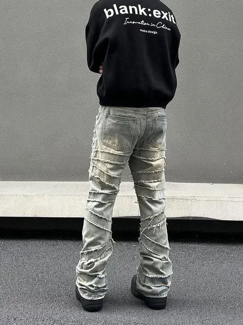 VIBE Embroidery Stacked Flare Denim Jeans Size US 34 / EU 50 - 3 Thumbnail