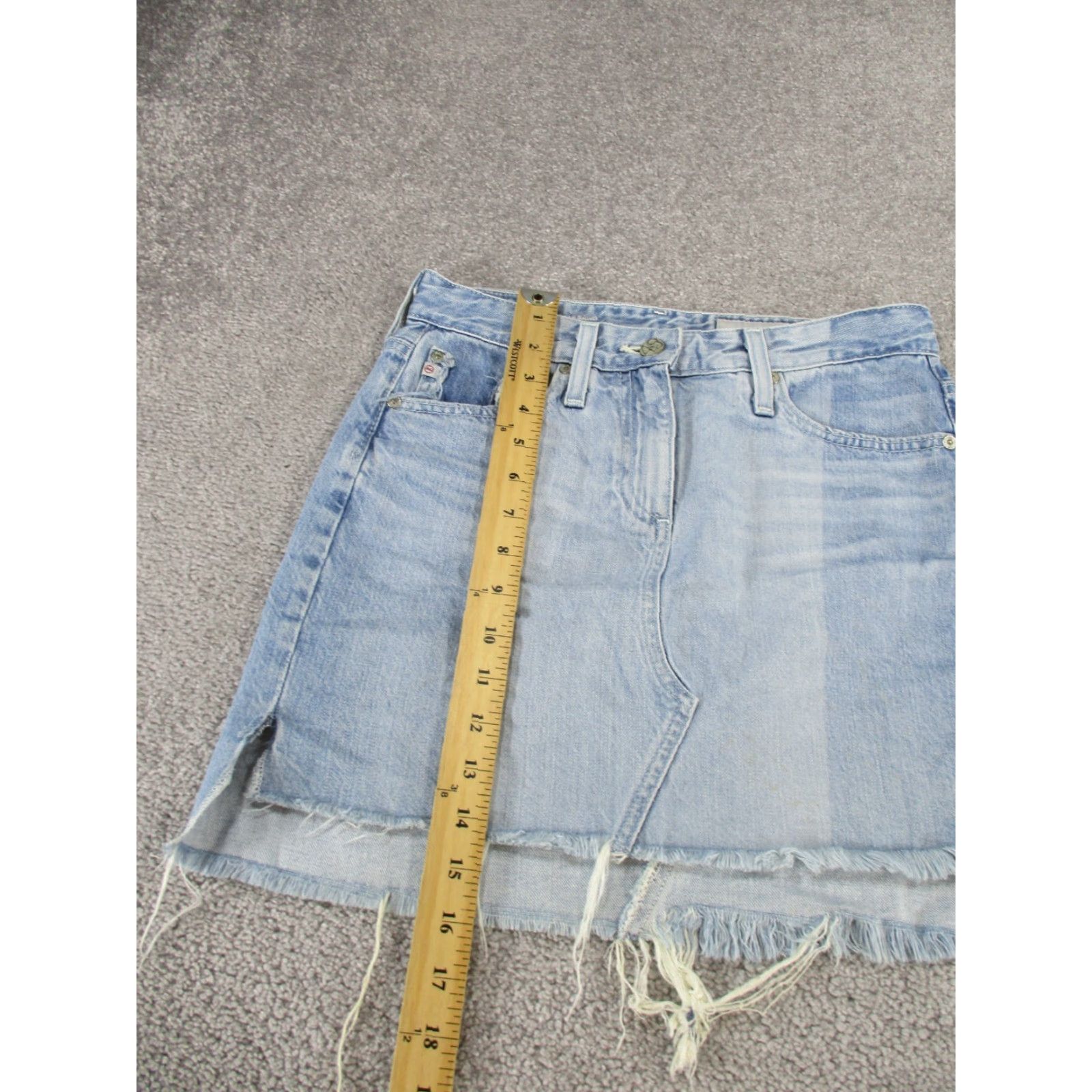 Denime VINTAGE Adriano Goldschmied Mini Skirt Womens 25 Light Denim Blue Short Zip Zipper AG Size 42" / US 20 - 5 Thumbnail