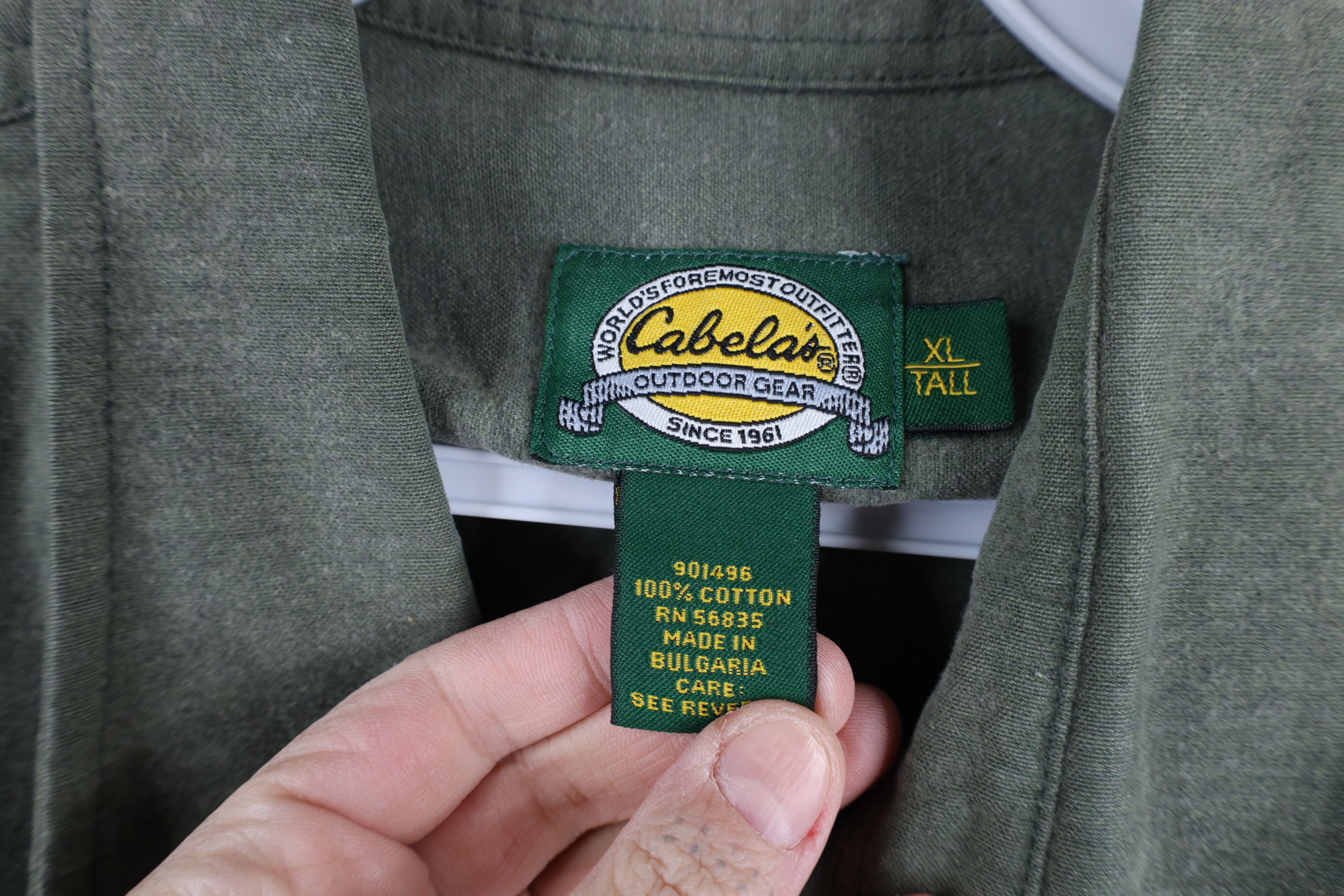 Cabelas × Vintage Vintage 90s Cabelas Cloth Collared Button Shirt Green Size US XL / EU 56 / 4 - 6 Thumbnail