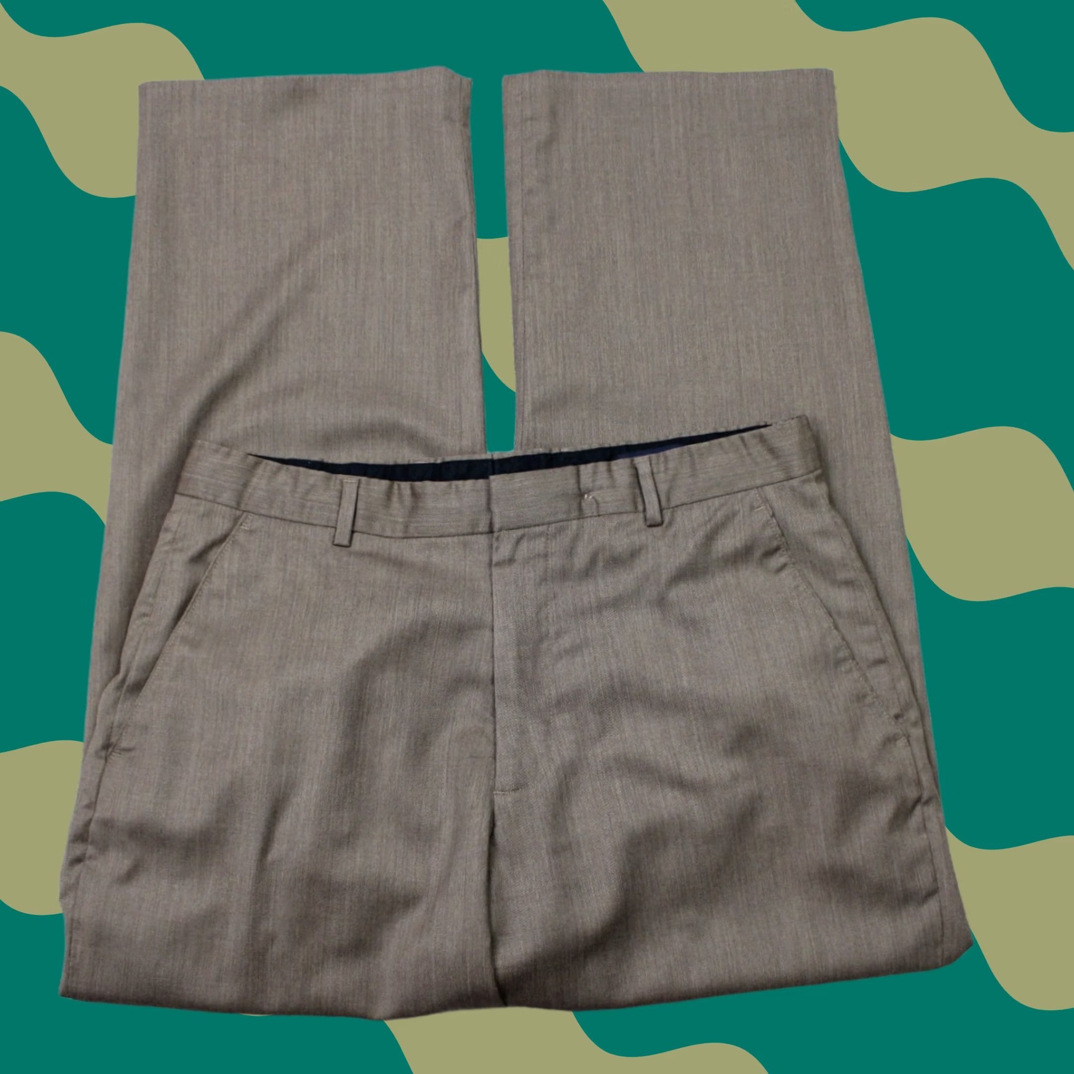 Banana Republic Banana Republic Pants Mens 35x30 Brown 100% Wool Flat Front Acetate Lined Dress Pants Slimming Regular Fit Casual Business Formal City Preppy Mens Size US 35 - 1 Thumbnail
