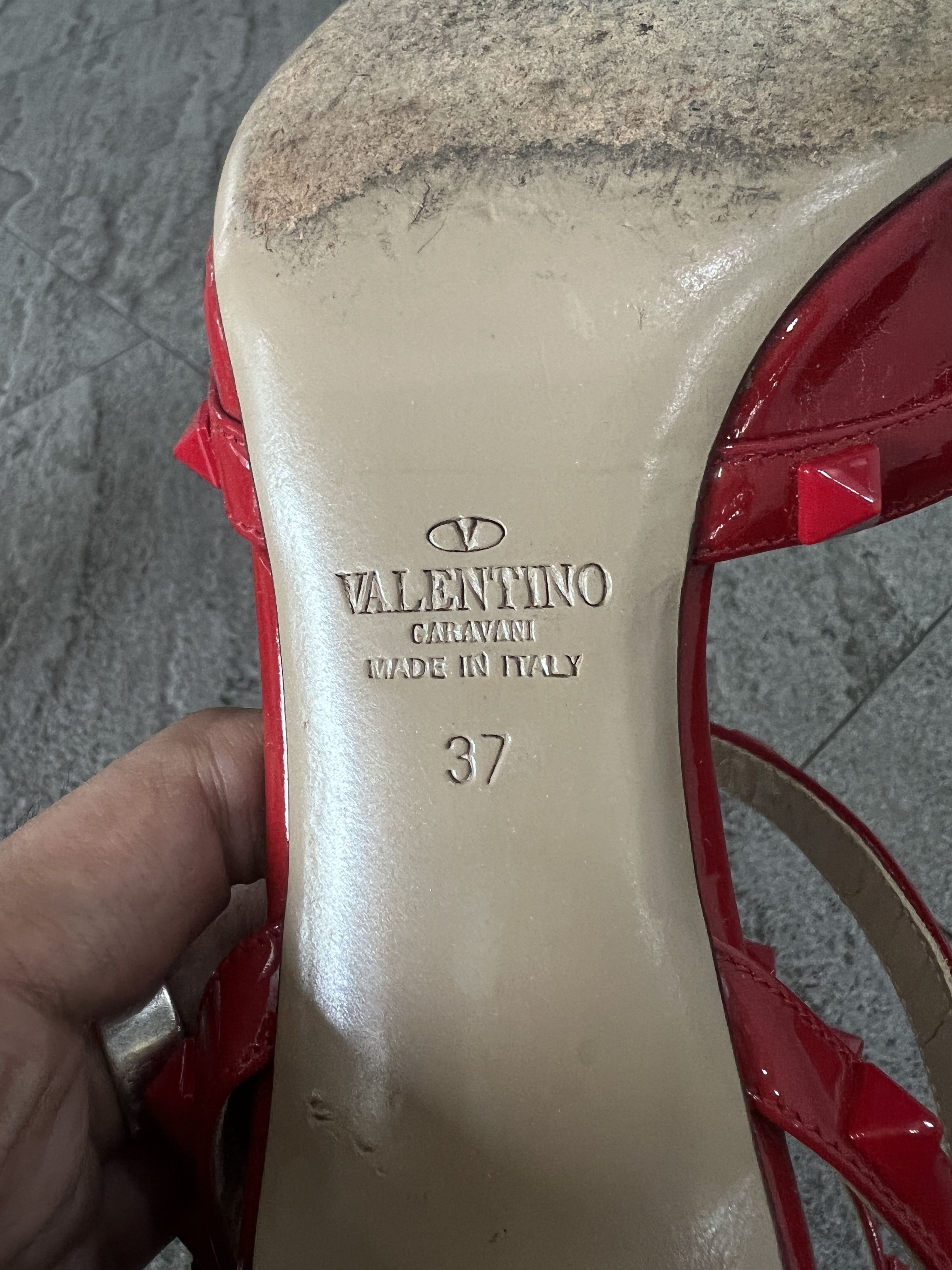 Valentino Valentino Rockstud Patent Cage Heels Red 37 Size US 7 / IT 37 - 13 Thumbnail