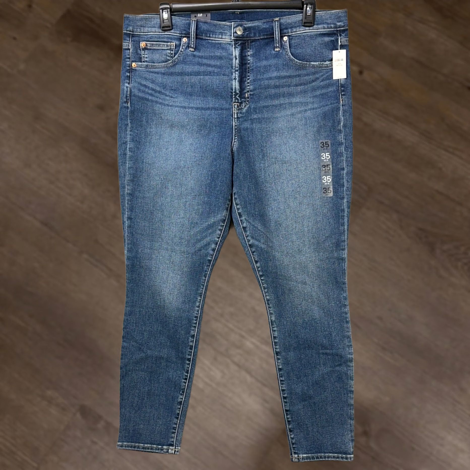 Gap Gap True Skinny Jeans Womens Blue Distressed High Rise Stretch Pocket NEW Size 42" / US 20 - 1 Thumbnail