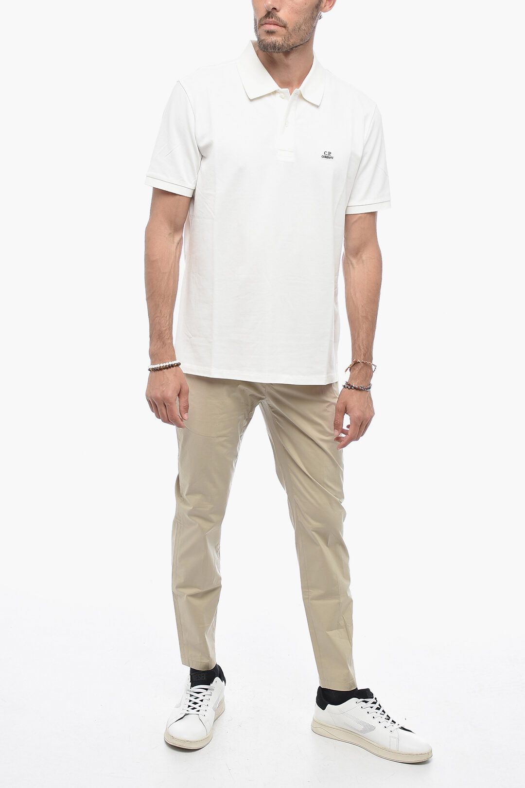 C.P. Company og1mm1024 Regular Fit Polo Shirt in White Size US M / EU 48-50 / 2 - 4 Thumbnail