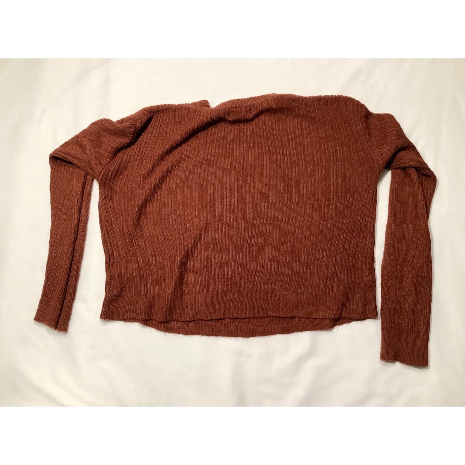 Vintage Becool Sweater Womens Large Brown Ribbed Knit Stretch Crew Neck Pullover Soft Size L / US 10 / IT 46 - 4 Thumbnail