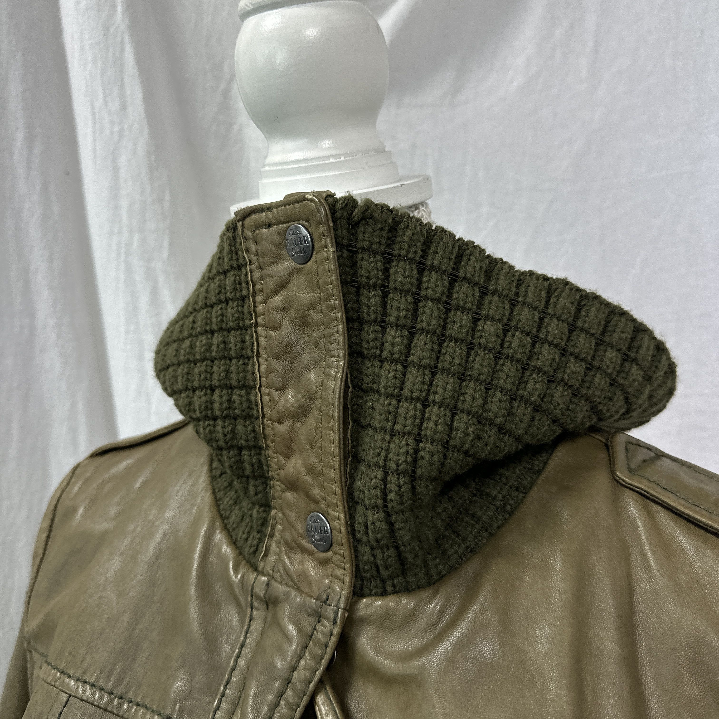 Vintage Vintage Leather Biker Moto Olive Green Jacket Y2K Size US M / EU 48-50 / 2 - 8 Thumbnail