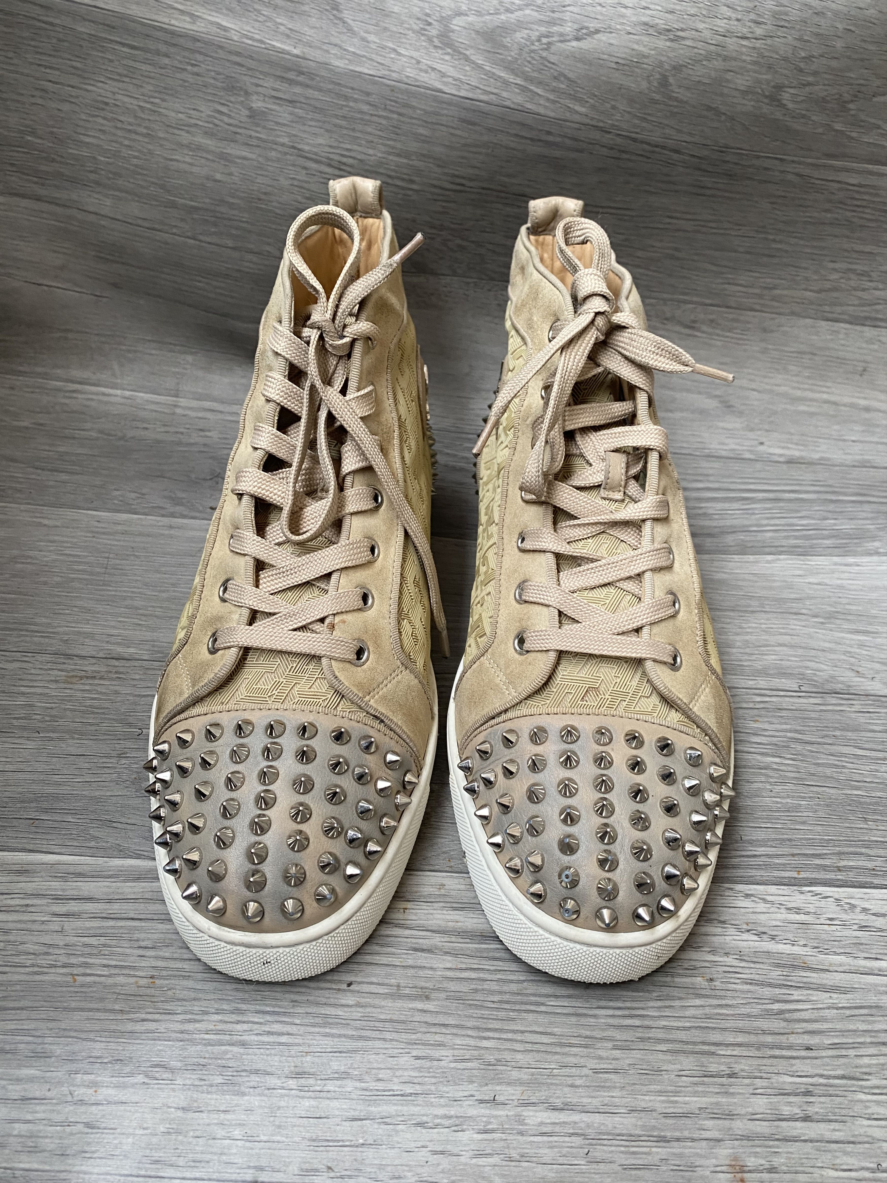 Christian Louboutin Christian loubotin beige hi-top sneakers Size US 11 / EU 44 - 3 Thumbnail