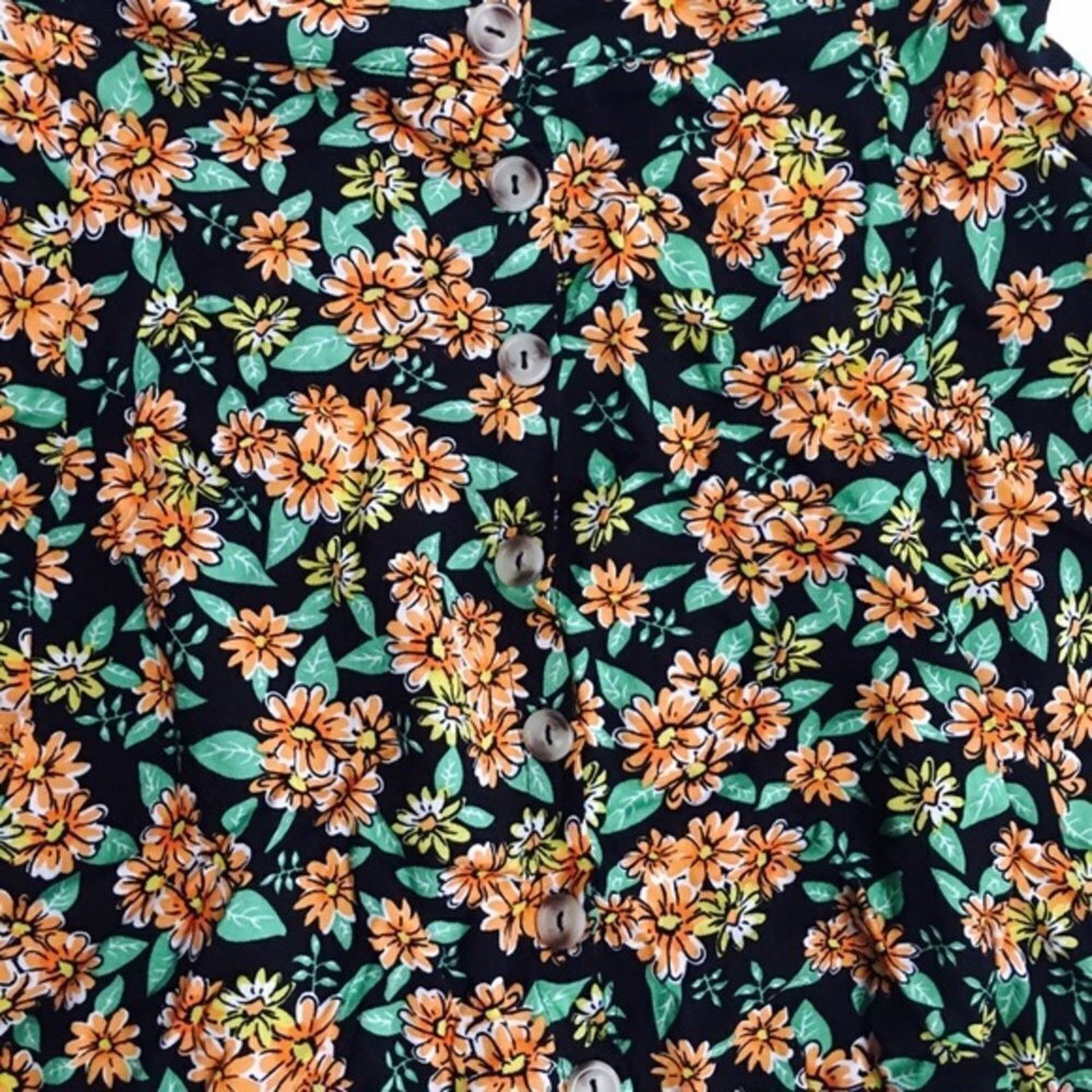 Other LA Hearts Orange and Black Floral Buttoned Skirt | Sz S Size 27" / US 4 / IT 40 - 3 Thumbnail