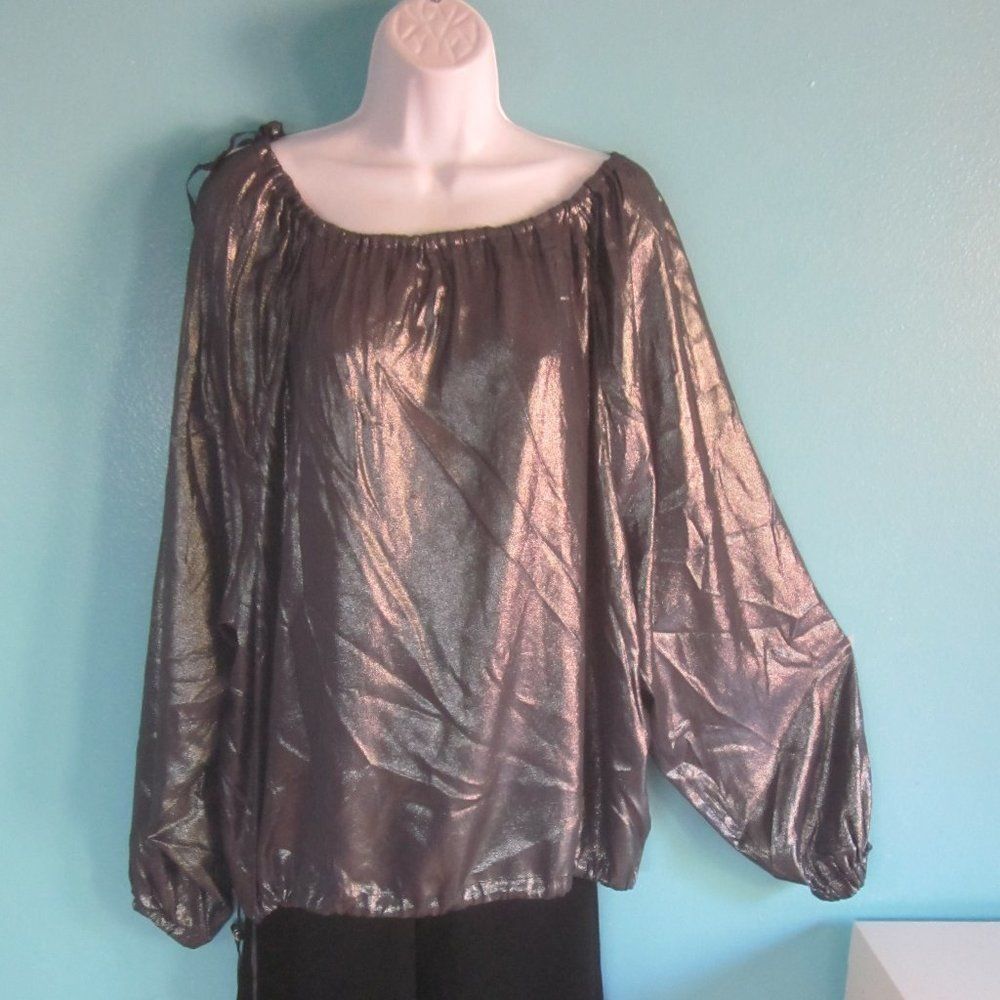 Cedric Charlier Cedric Charlier Blouse Size 8 Lead Metallic Size M / US 6-8 / IT 42-44 - 2 Thumbnail