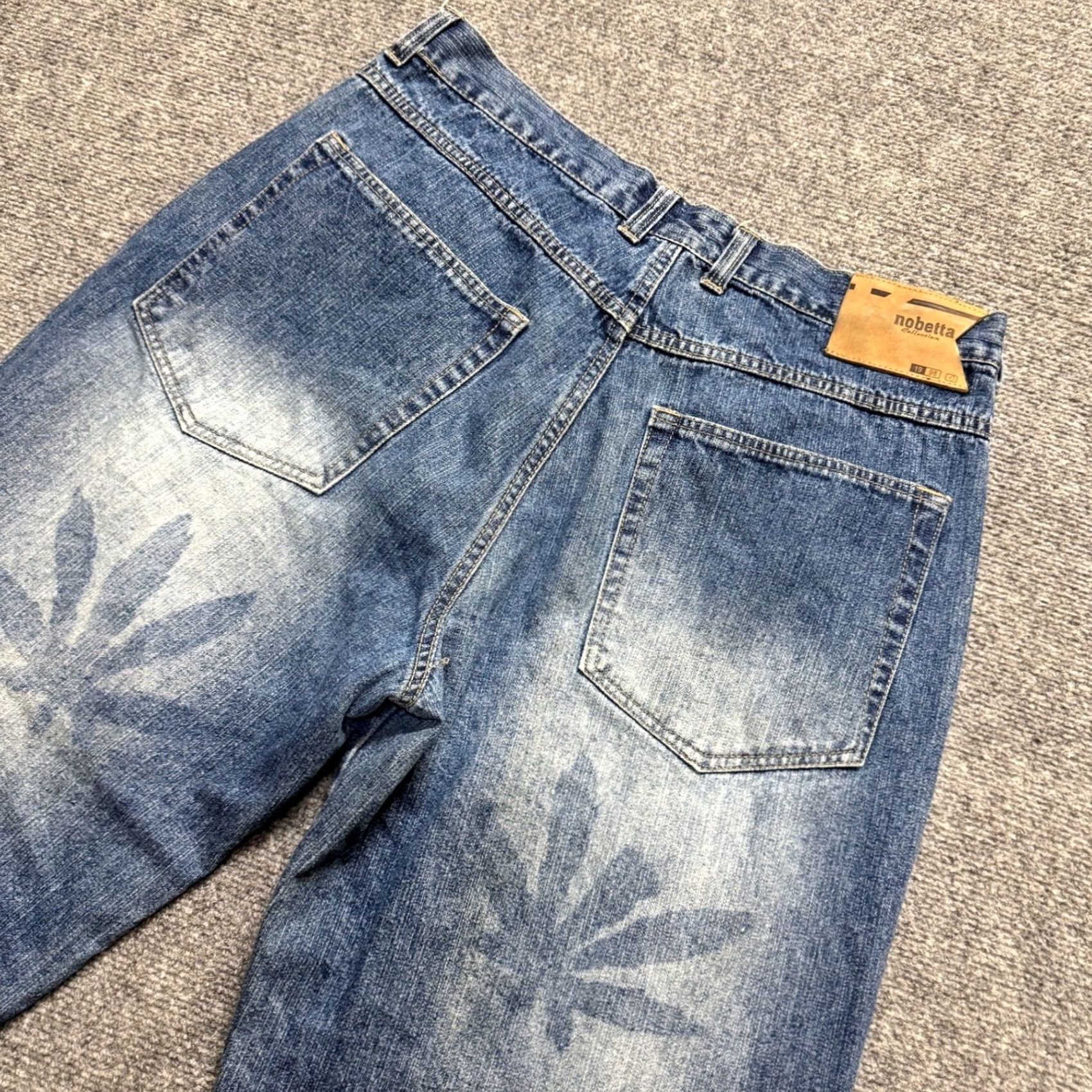 Denime Knobetta Jeans Men 34x30 Light Wash Wide-Leg Denim Blue Graphic Cotton Jeans Mens 34x30 Blue Size US 34 / EU 50 - 2 Thumbnail