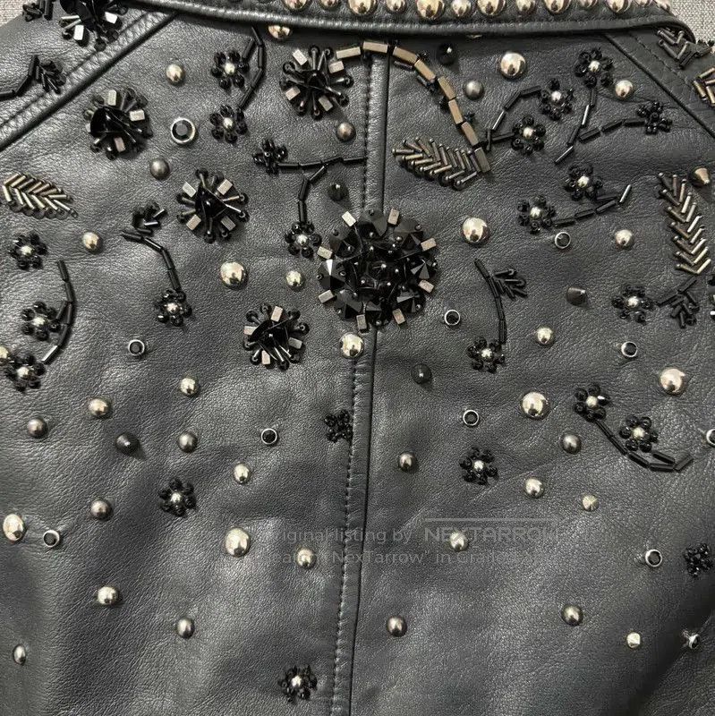 Miu Miu Miu Miu Black Embroidered Leather Jacket . Size M / US 6-8 / IT 42-44 - 6 Thumbnail