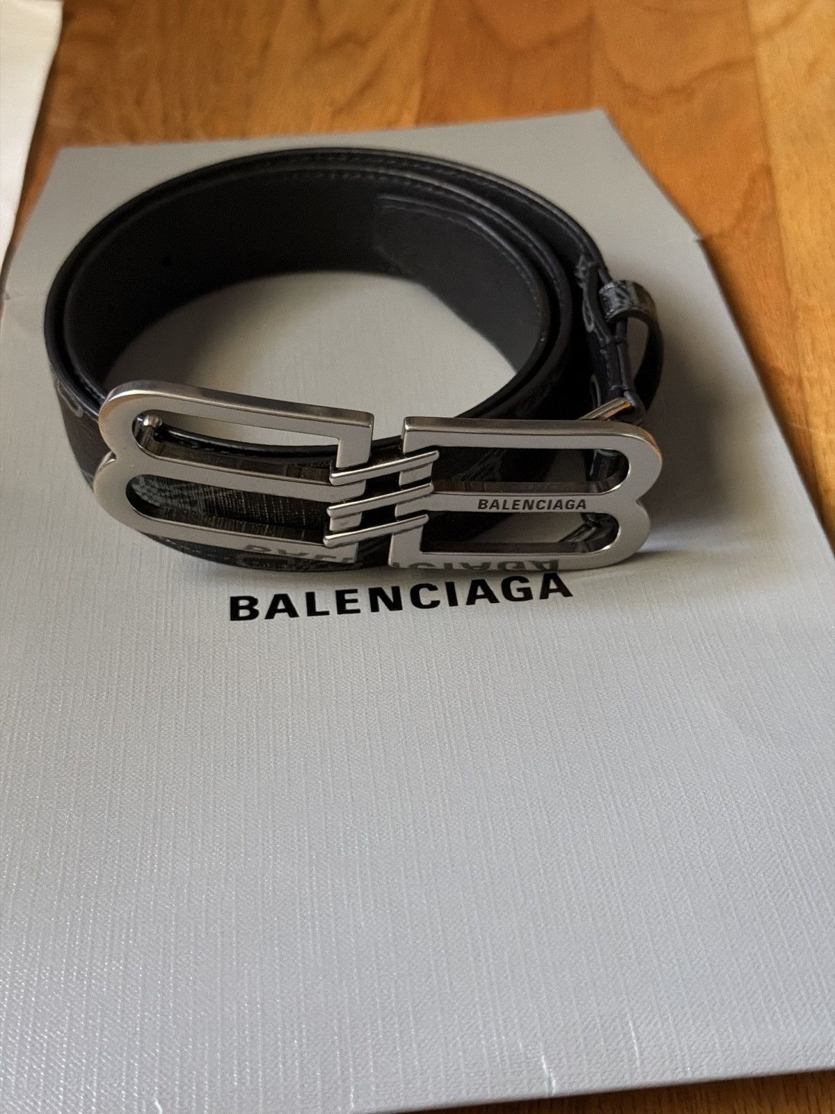 Balenciaga Balenciaga black grey monogram logo belt big bb 70 Size 26 - 1 Thumbnail