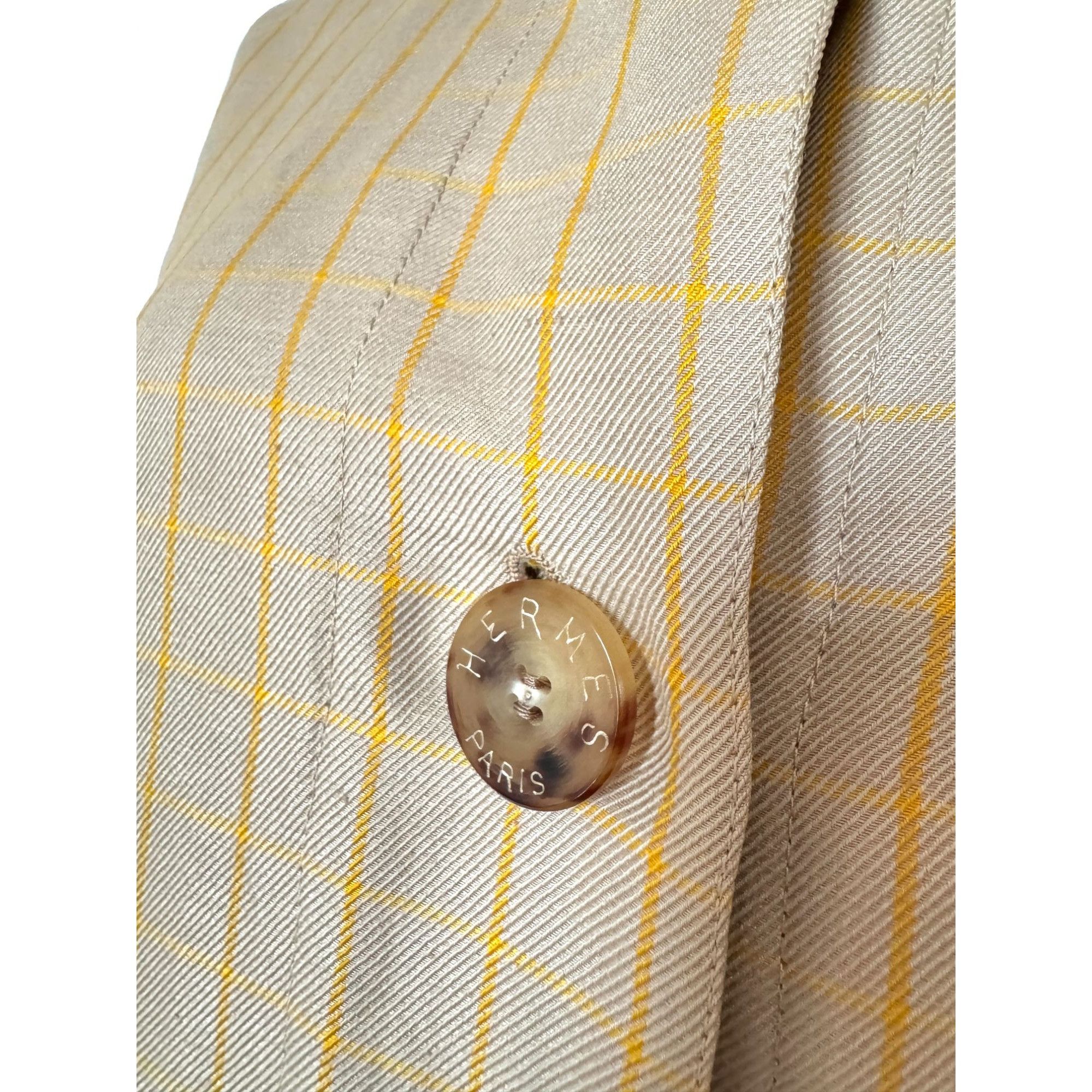 Hermes Beige & Yellow Checkered Coat – Mid Season Size M / US 6-8 / IT 42-44 - 6 Thumbnail